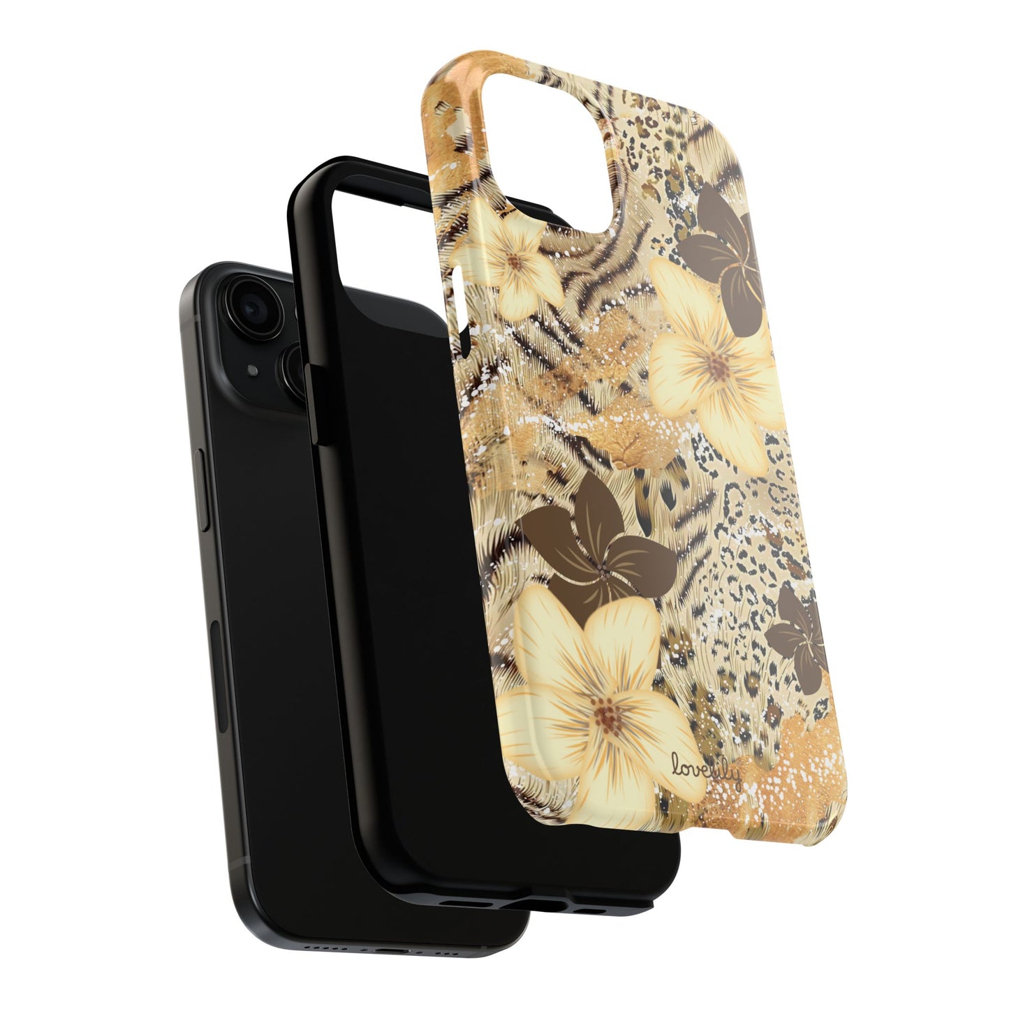 creme n' brown plumeria stacked phone case