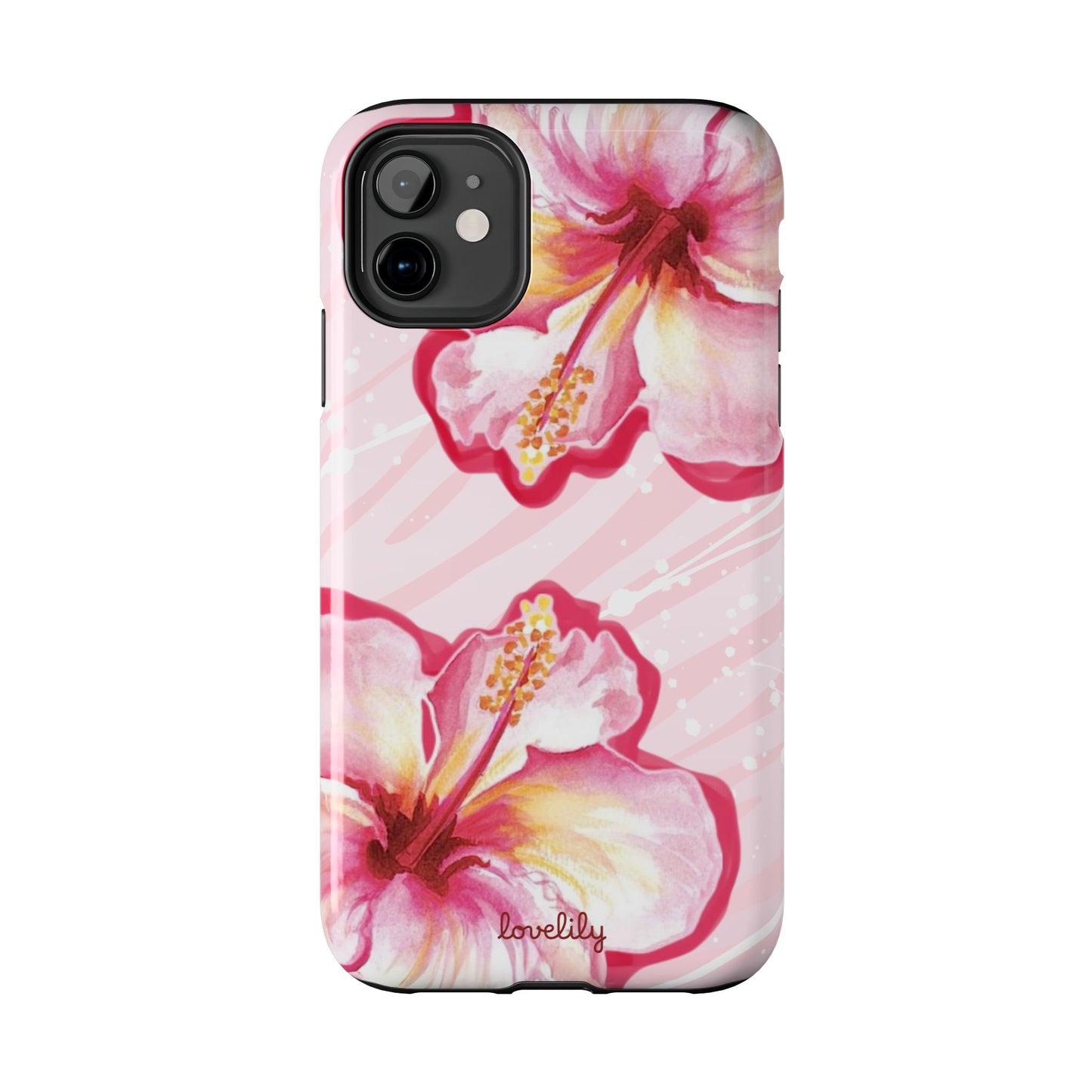 pink hibiscus stacked phone case