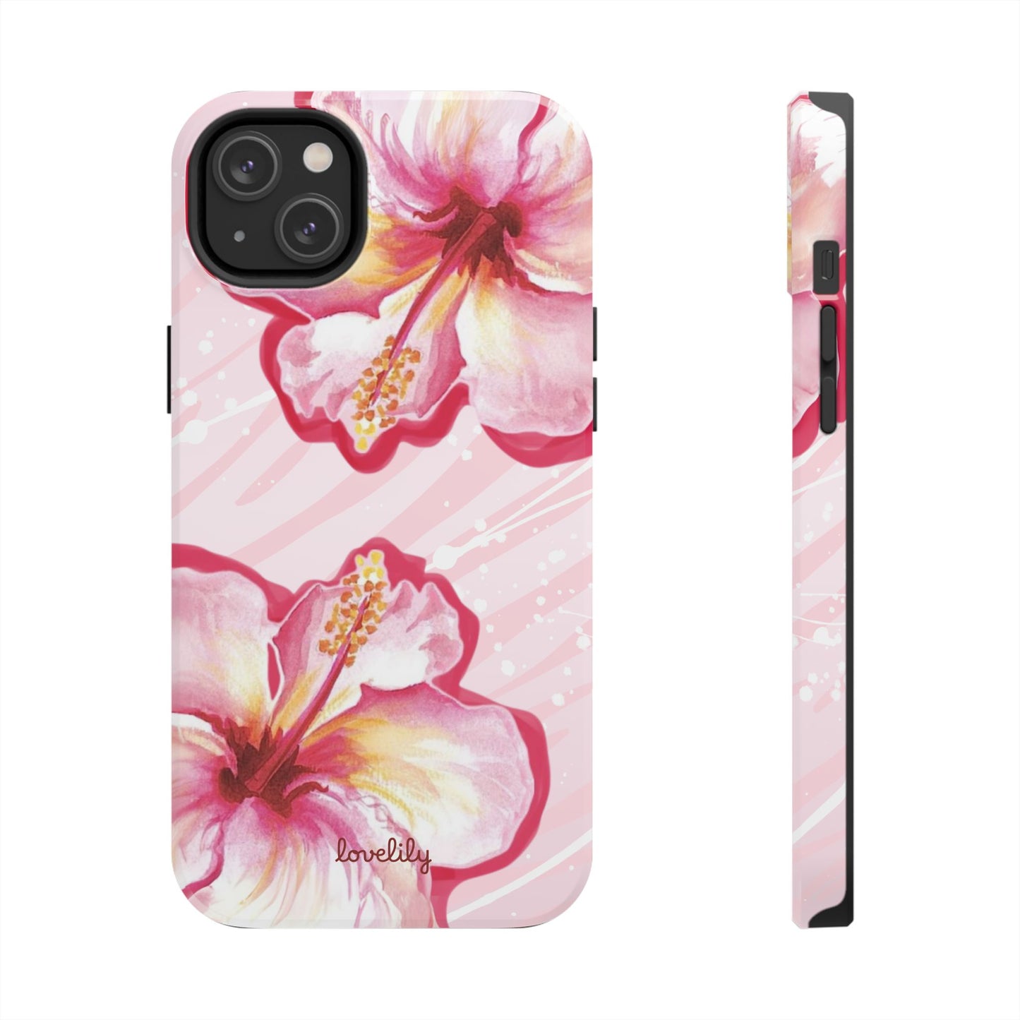 pink hibiscus stacked phone case
