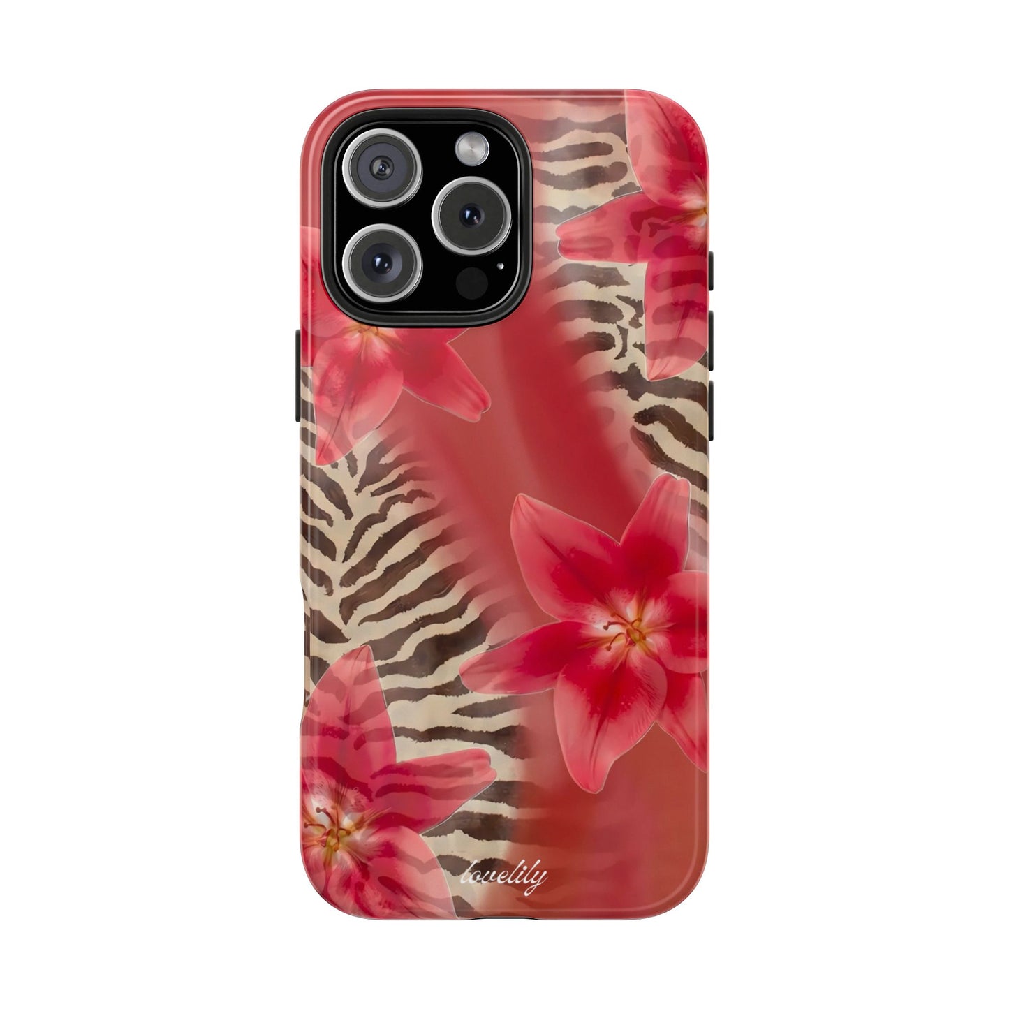 red zebra lily stacked phone case