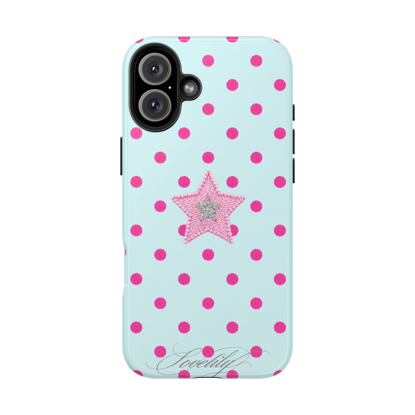 mint polka dot! stacked phone case