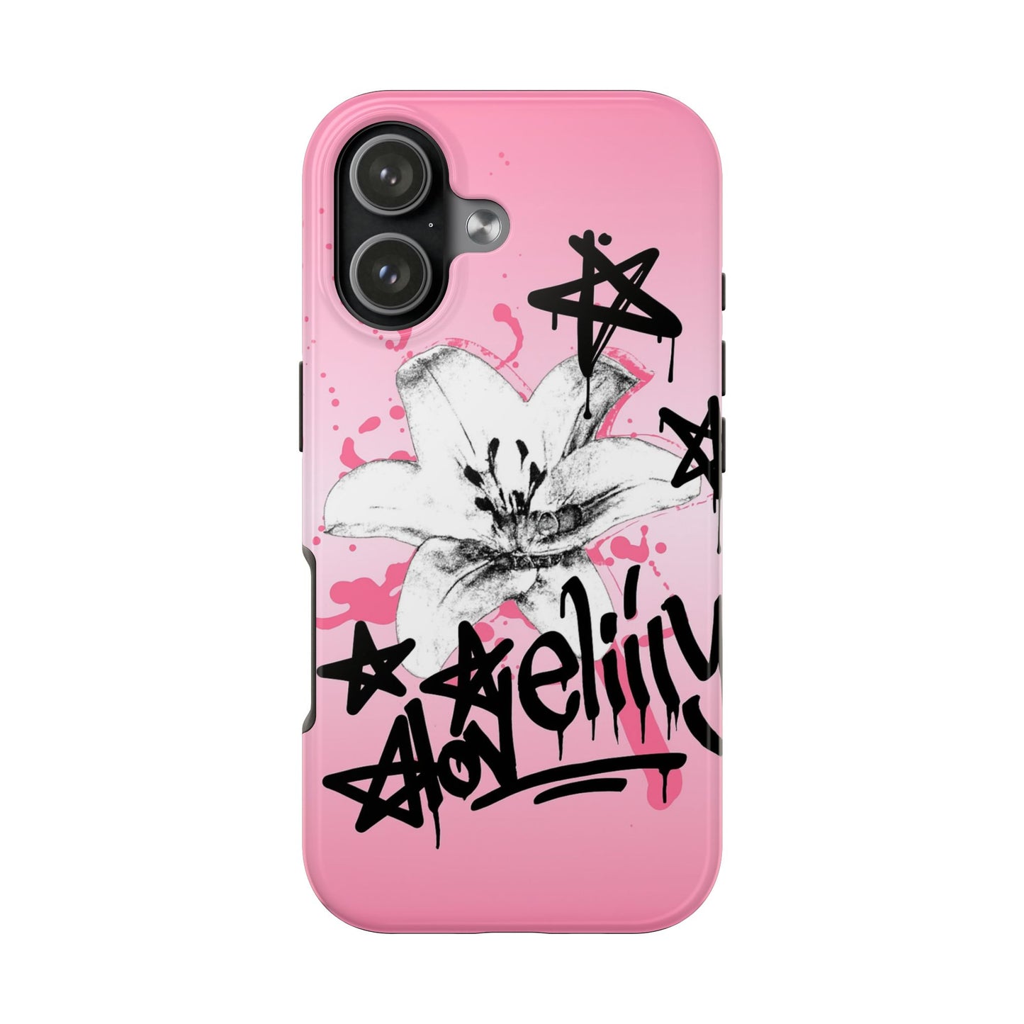 black n pink graffiti stacked phone case