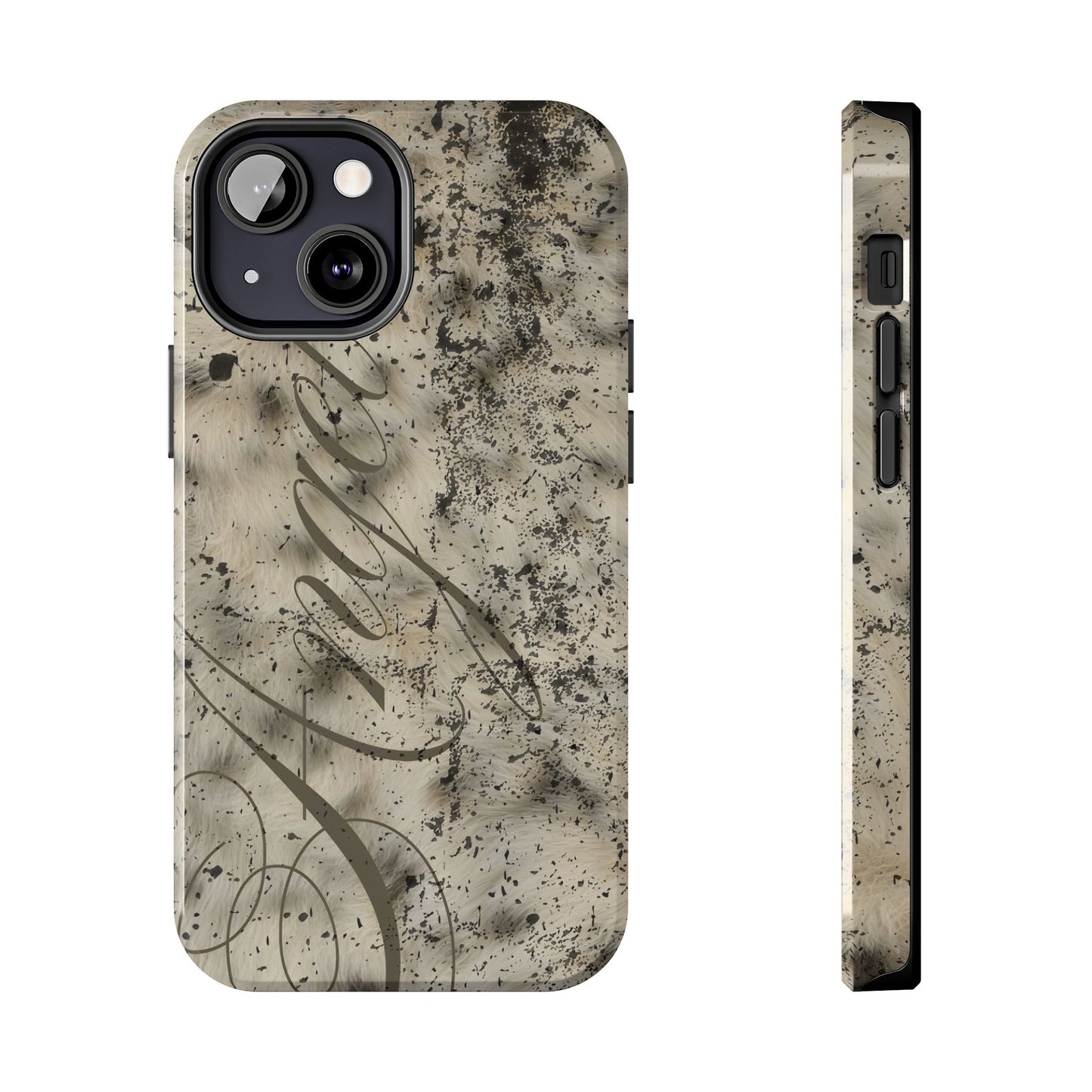 leopard angel fur stacked phone case