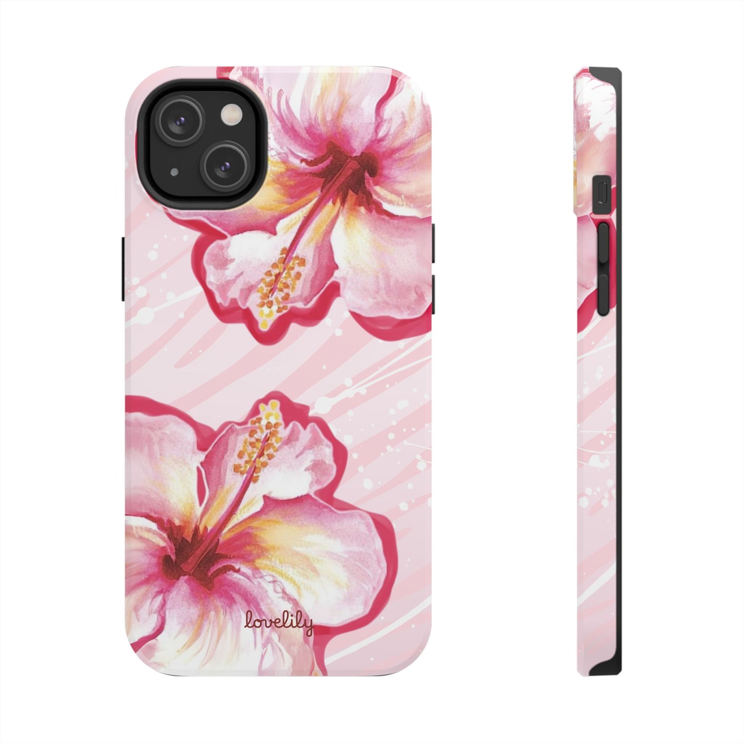 pink hibiscus stacked phone case