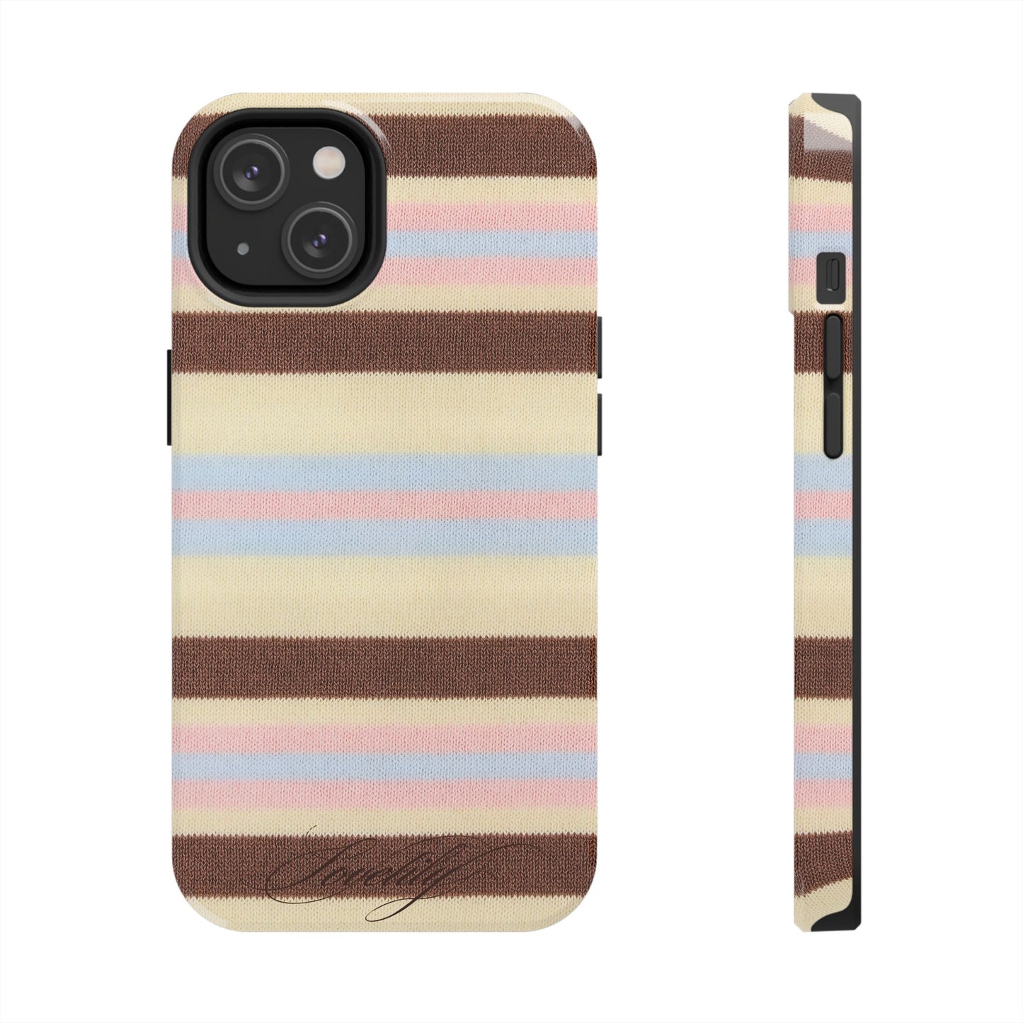 knitted pink n blue n brown! stacked phone case