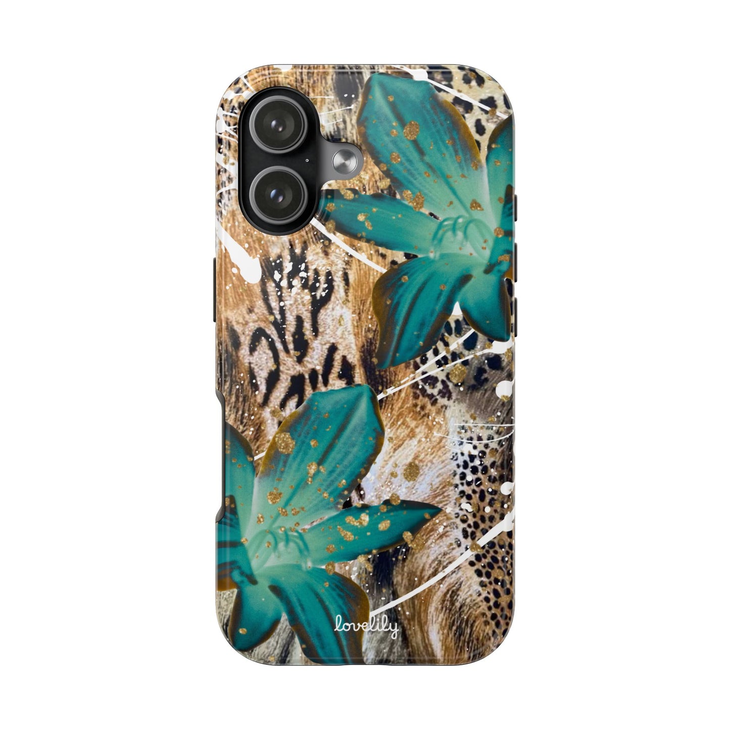 brown n blue stacked phone case