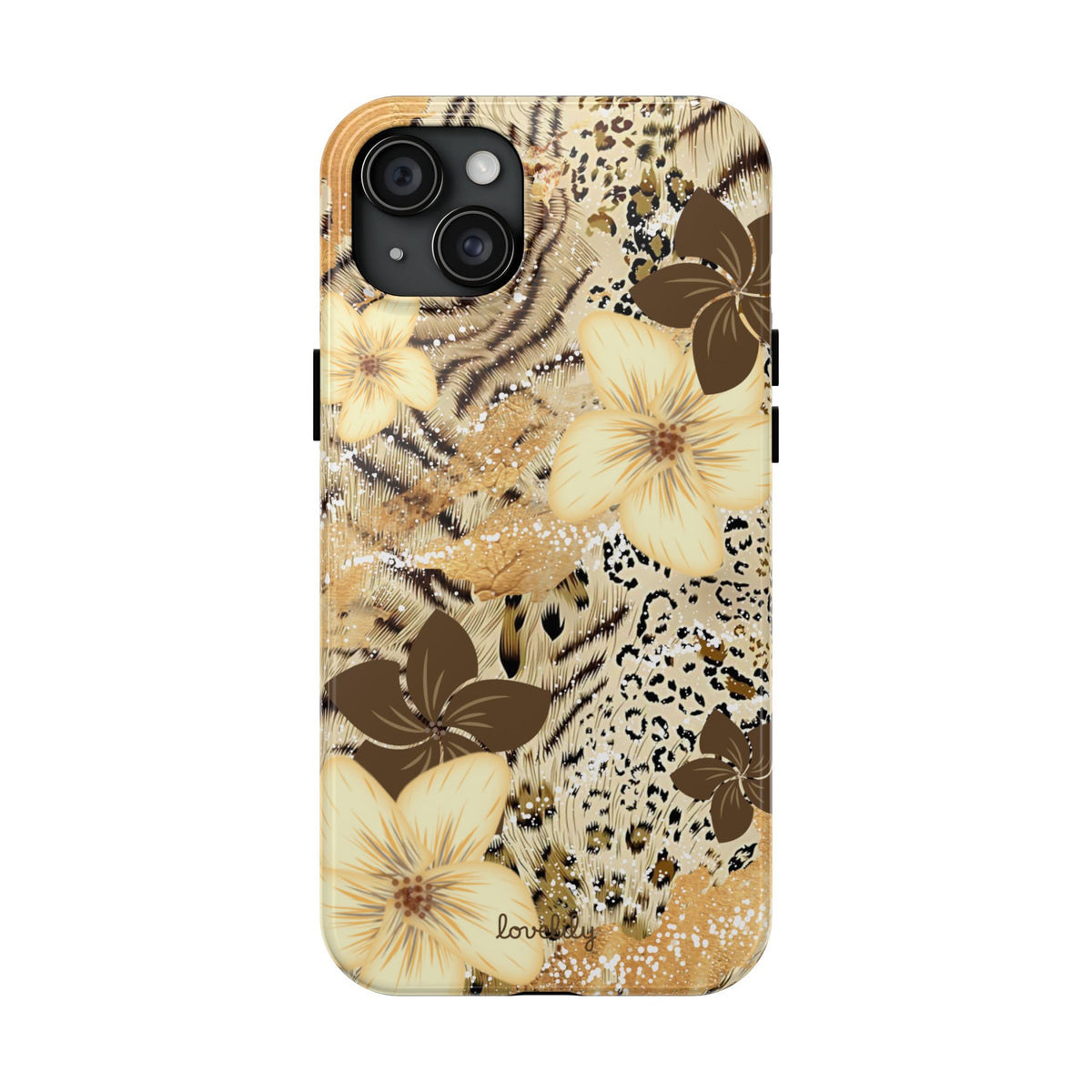creme n' brown plumeria stacked phone case