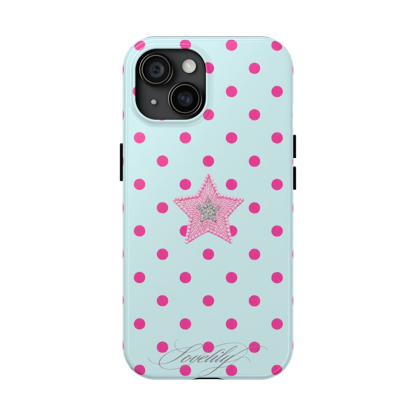 mint polka dot! stacked phone case
