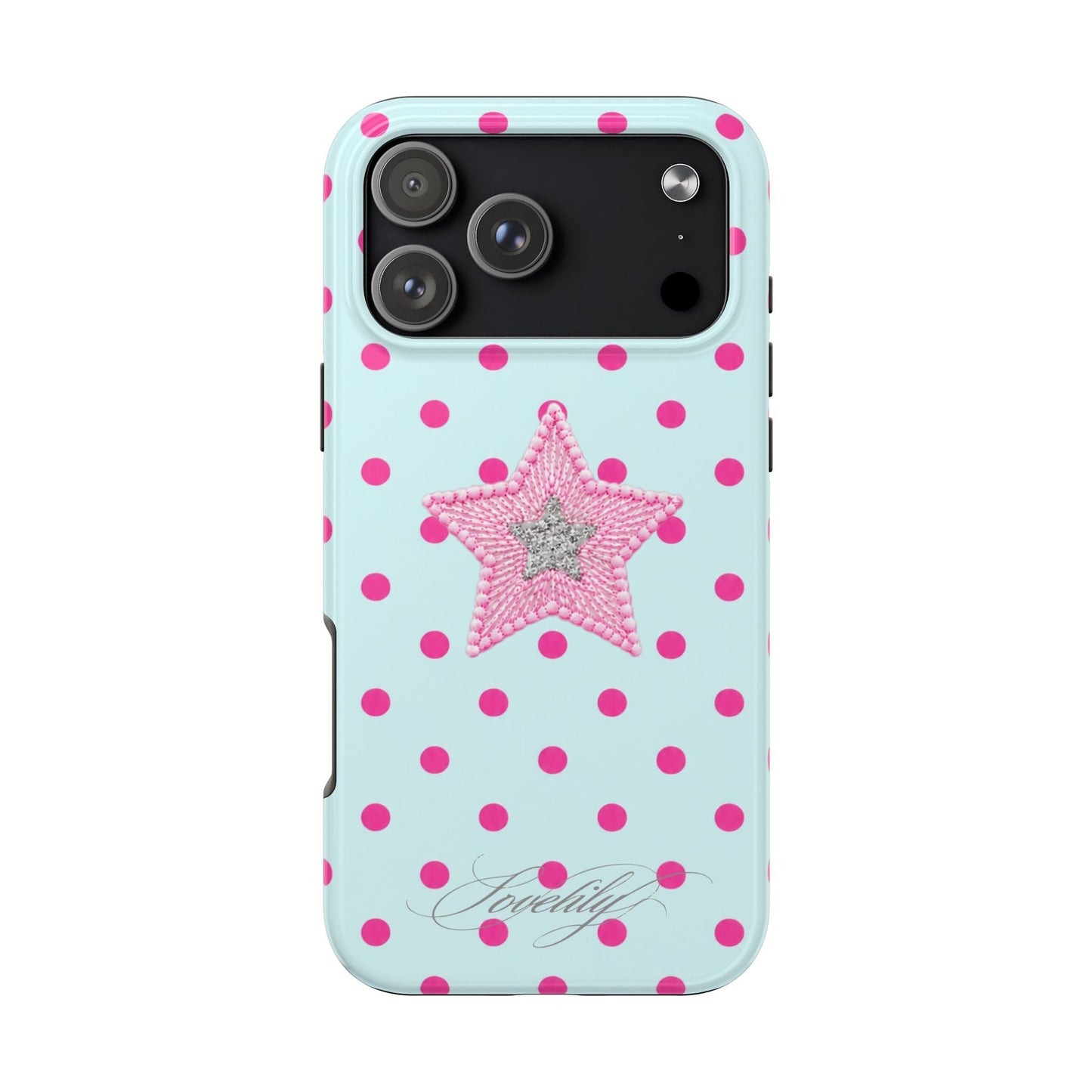 mint polka dot! stacked phone case