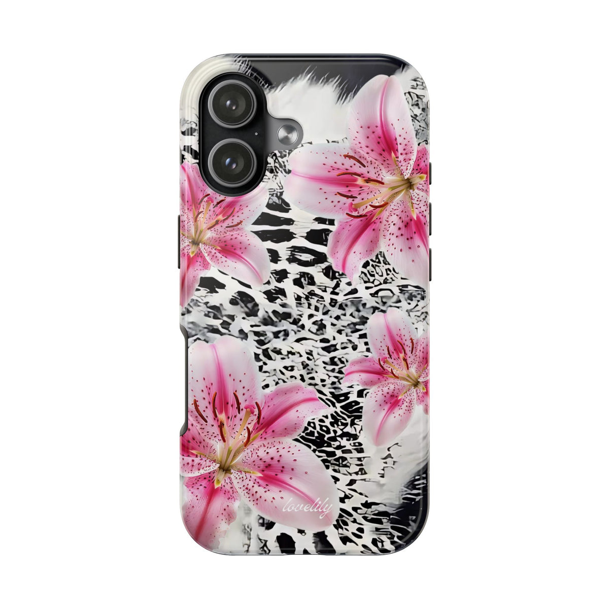 black pink stacked phone case