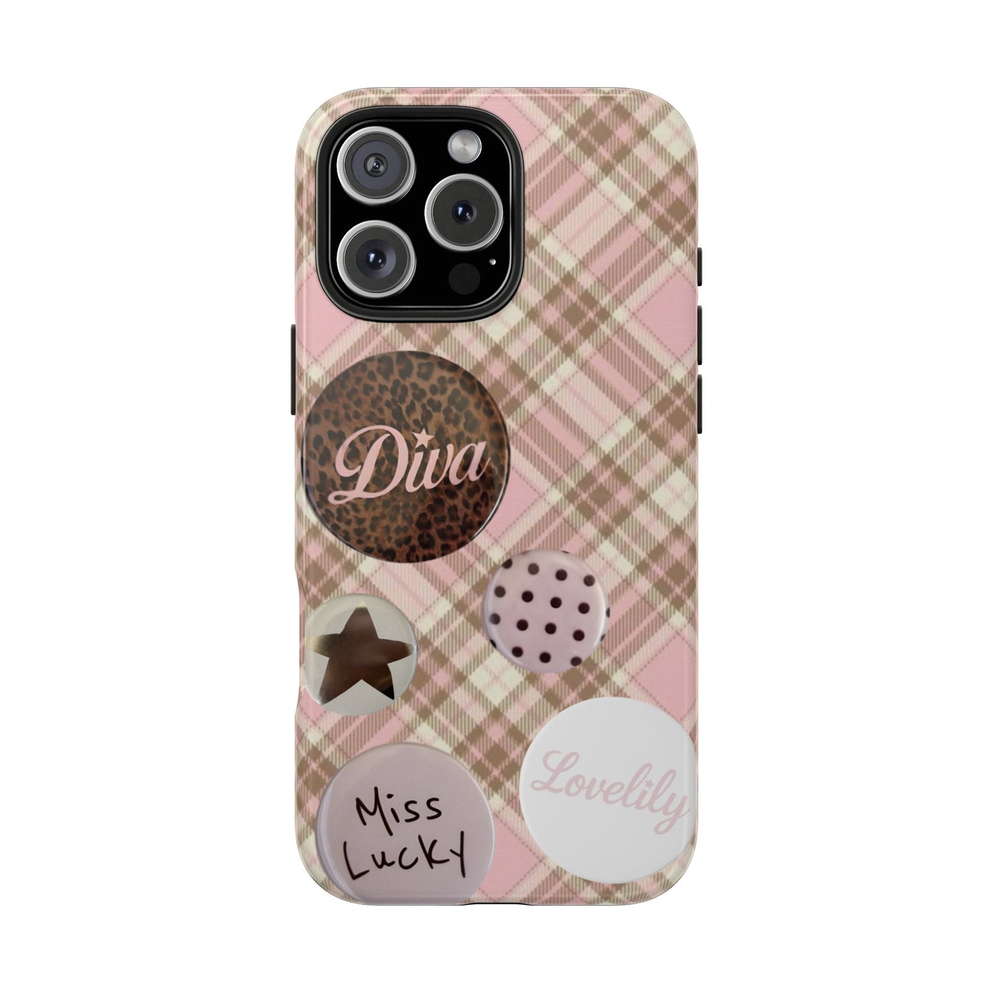 pink n brown pins stacked phone case