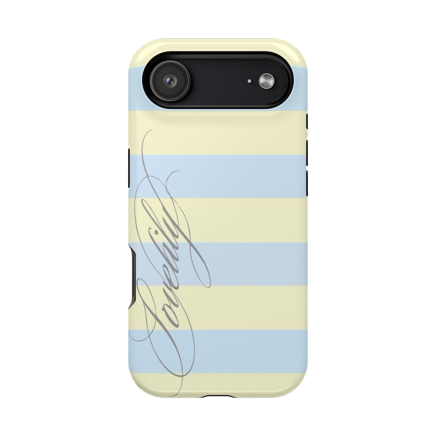 MAGSAFE blue n yellow striped w/out flowers stacked phone case