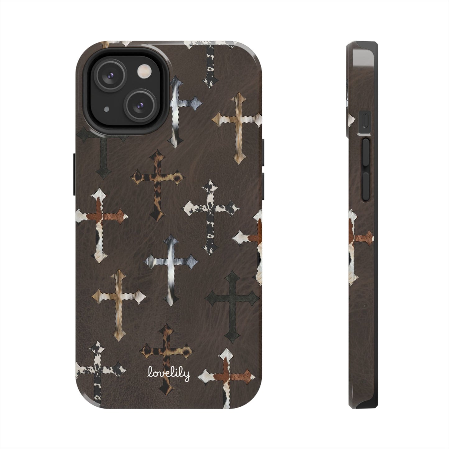 fur cross stacked phone case