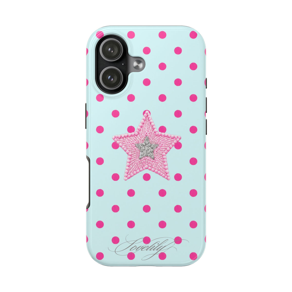 mint polka dot! stacked phone case