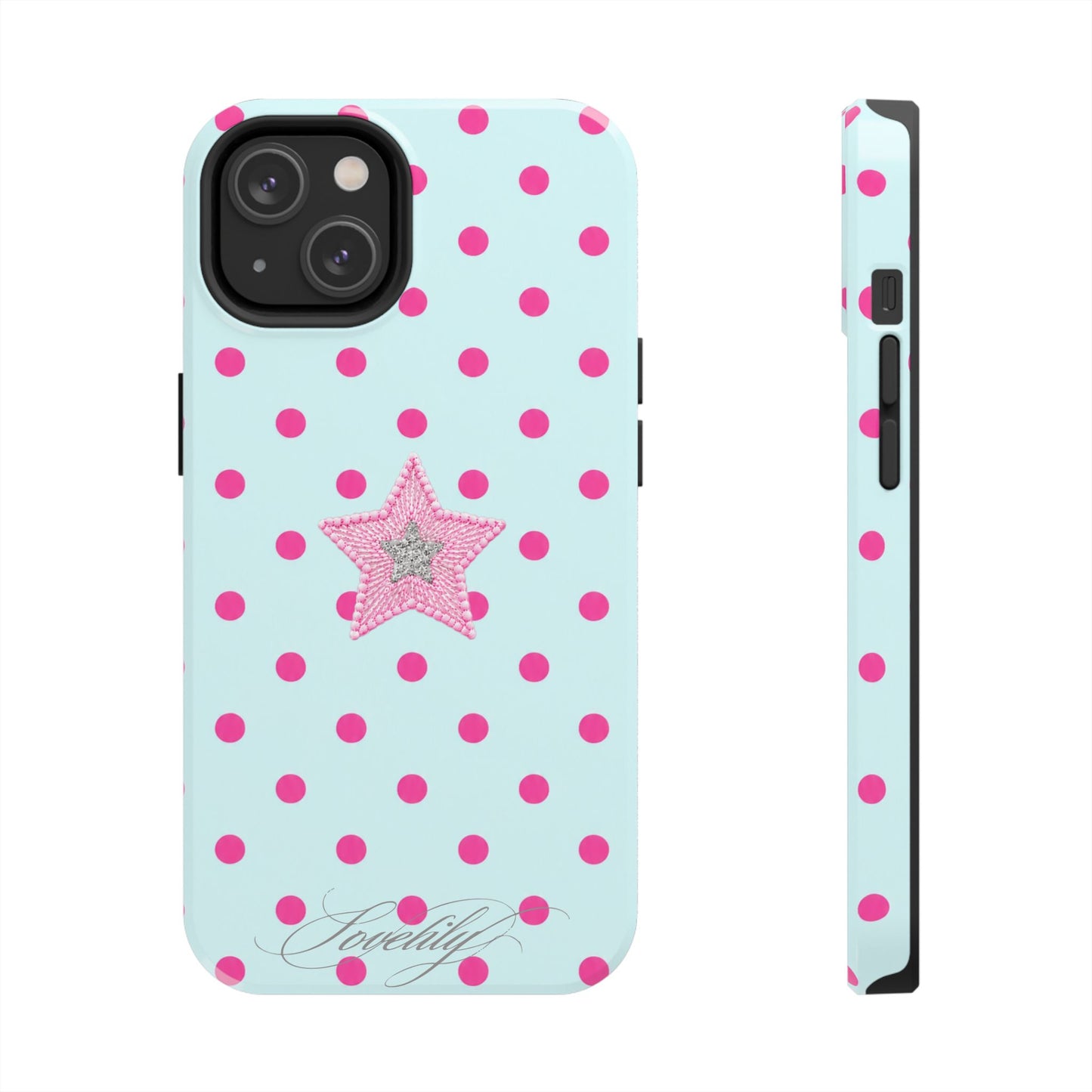 mint polka dot! stacked phone case