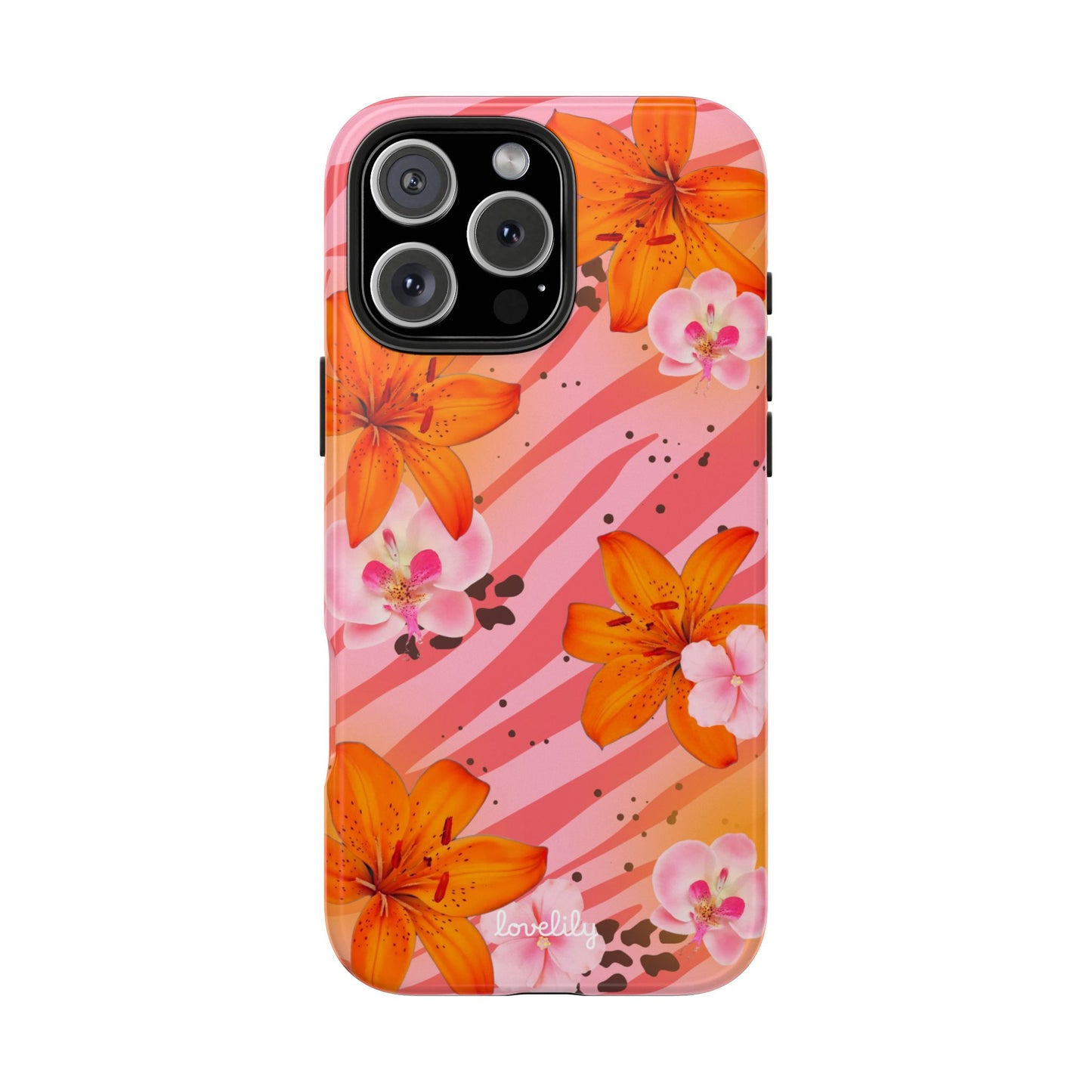 striped tigerlily stacked phone case