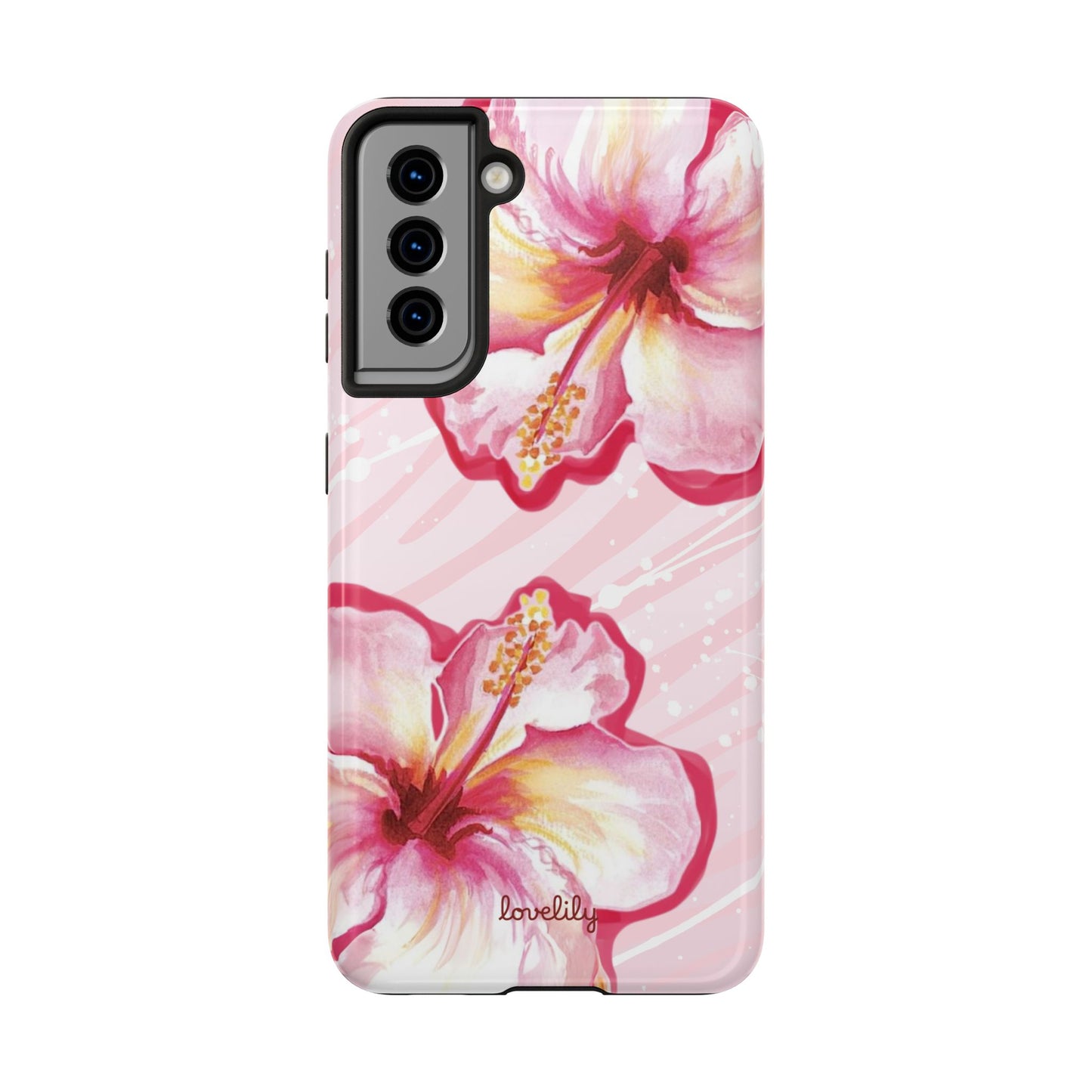 pink hibiscus stacked phone case