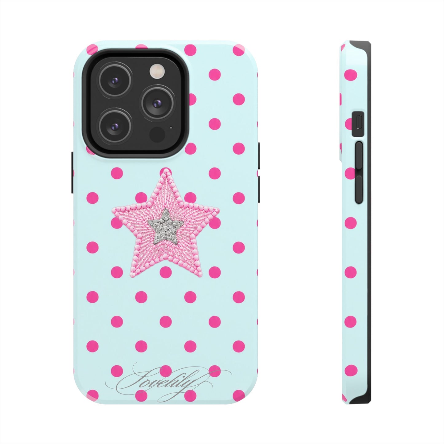 mint polka dot! stacked phone case