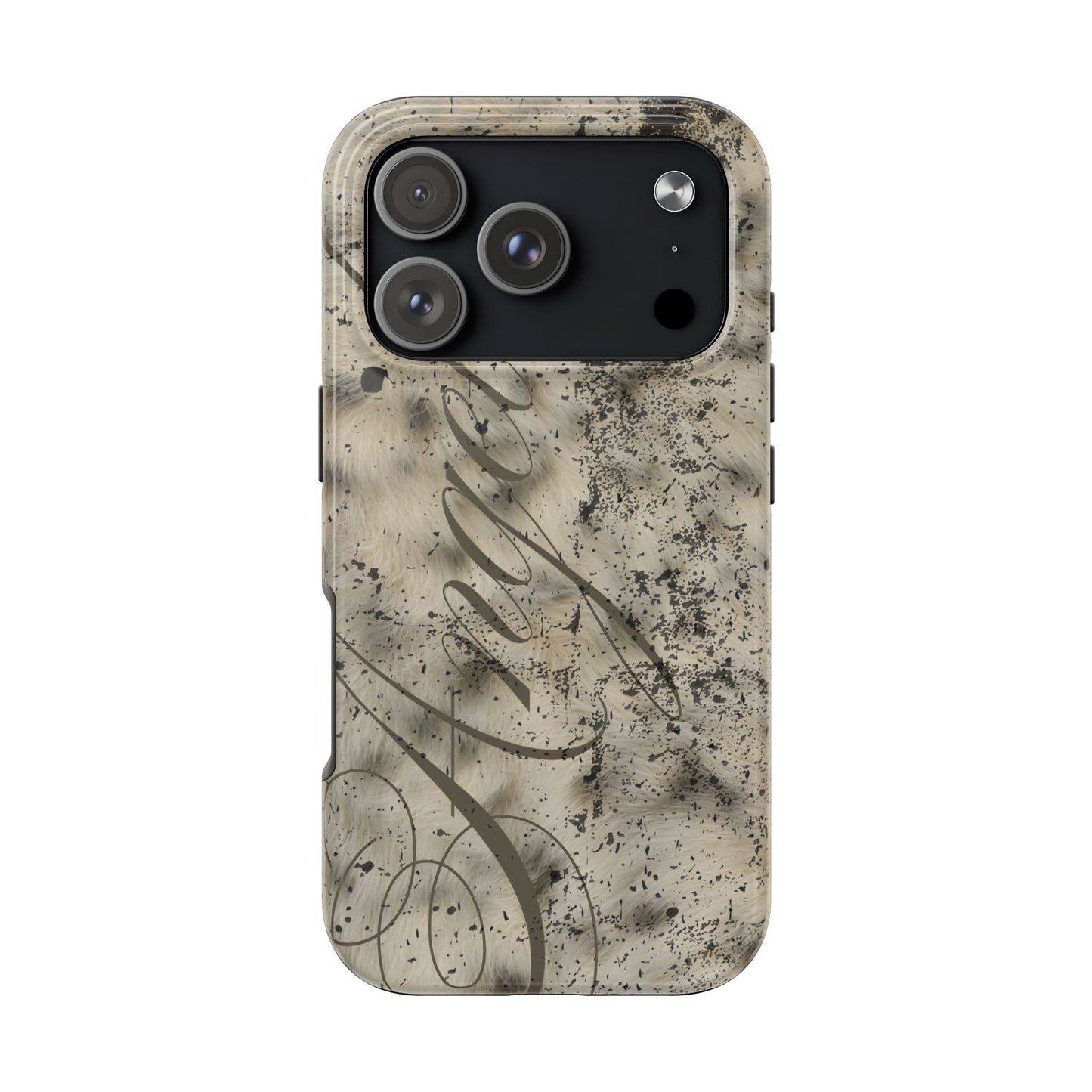 leopard angel fur stacked phone case