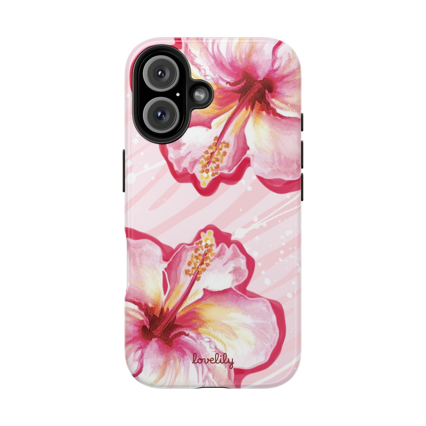 pink hibiscus stacked phone case