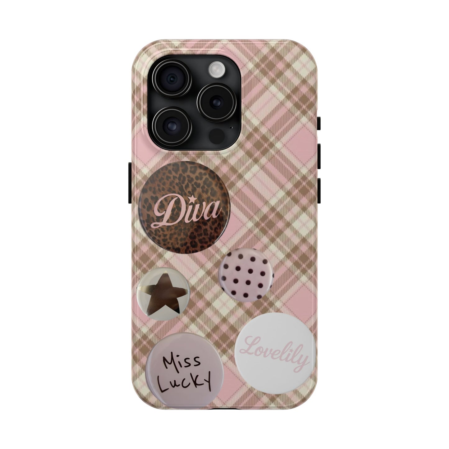 pink n brown pins stacked phone case