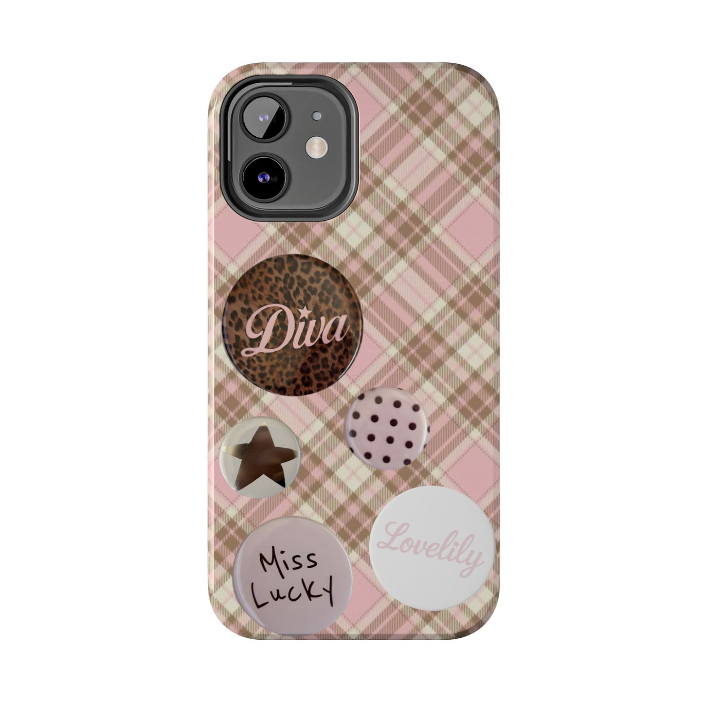 pink n brown pins stacked phone case