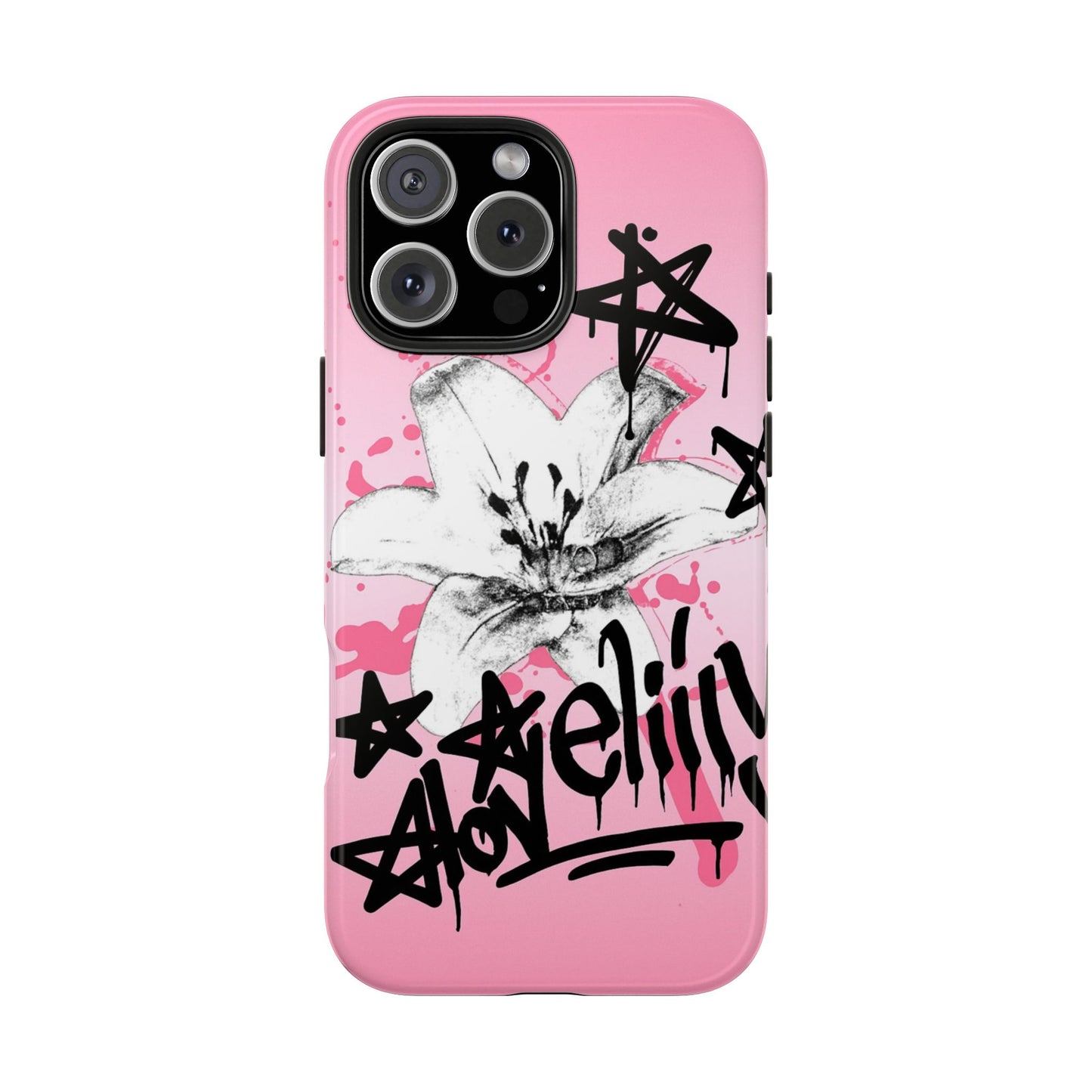 black n pink graffiti stacked phone case