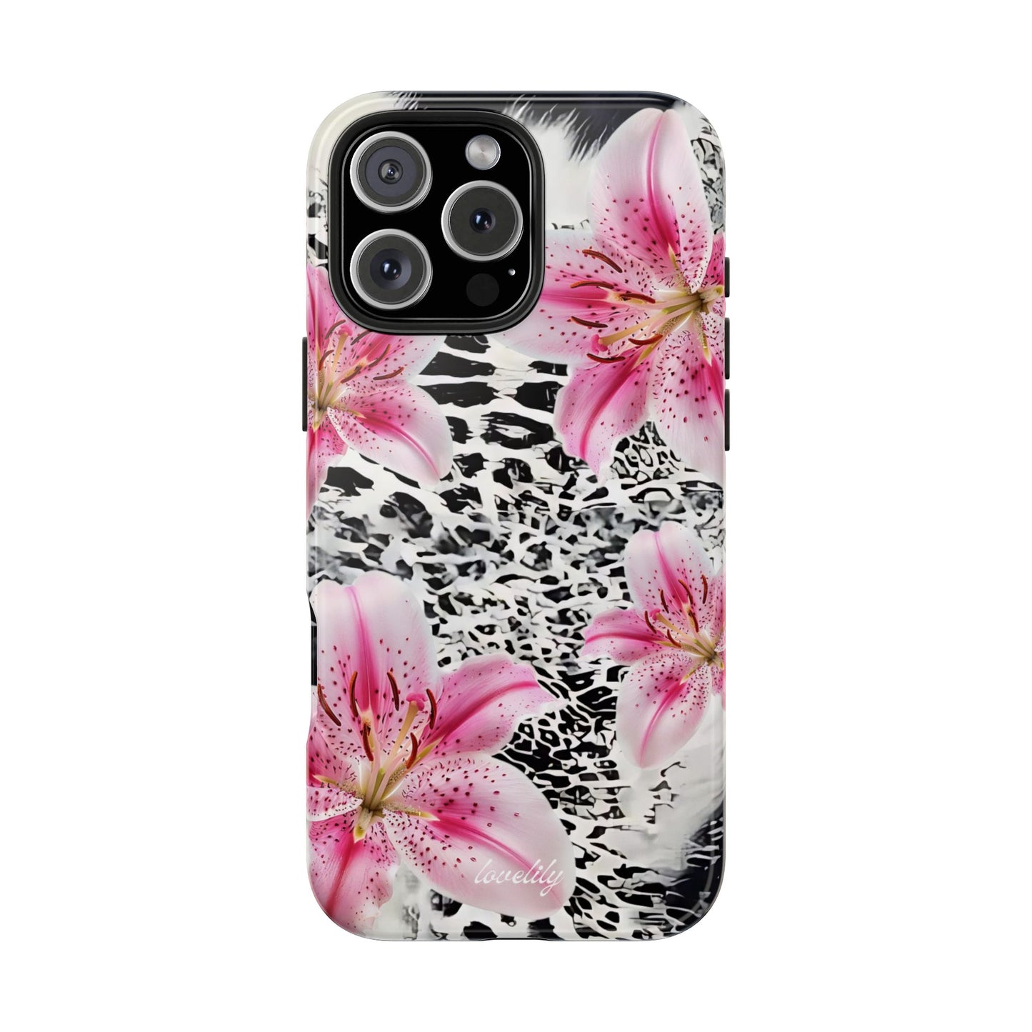 black pink stacked phone case