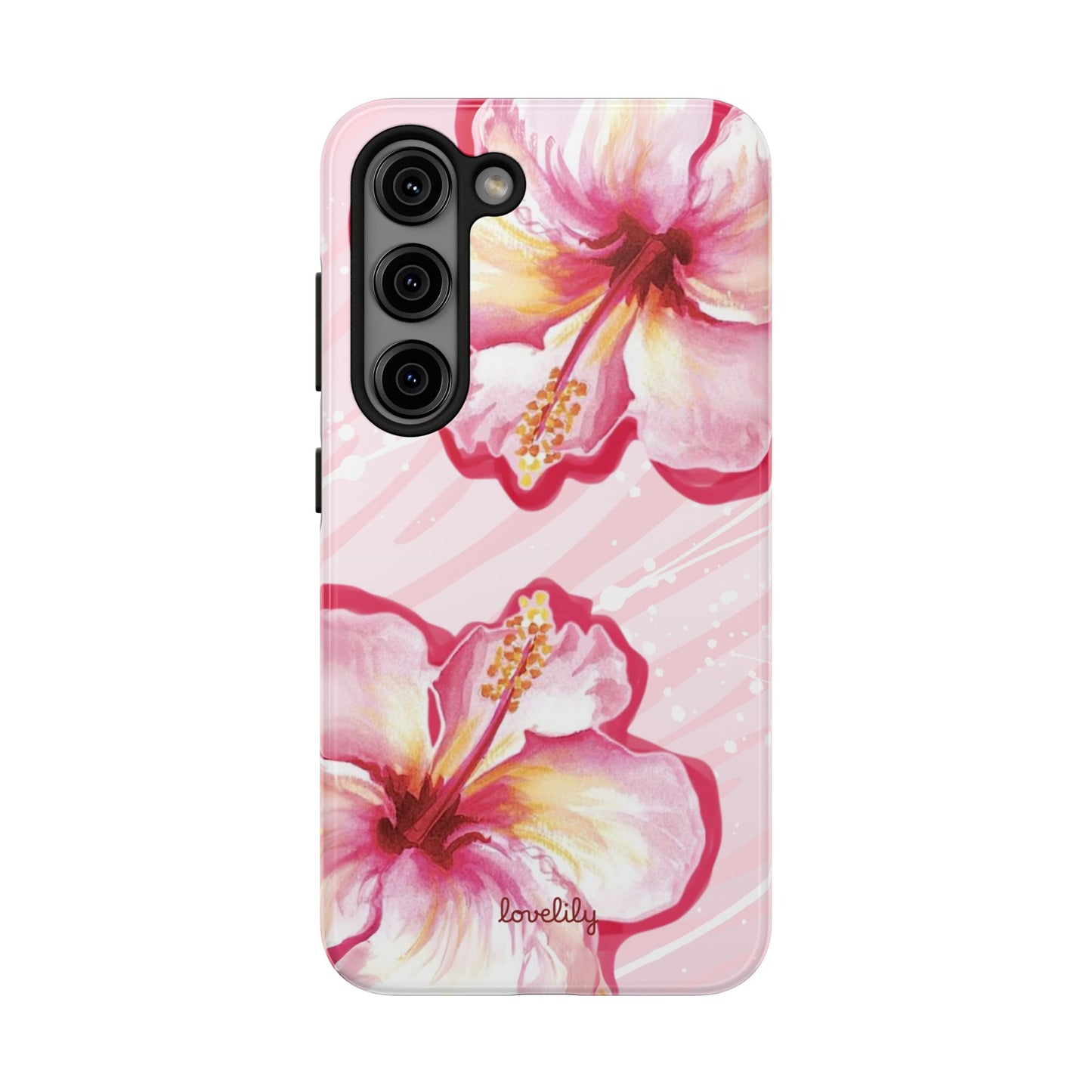 pink hibiscus stacked phone case