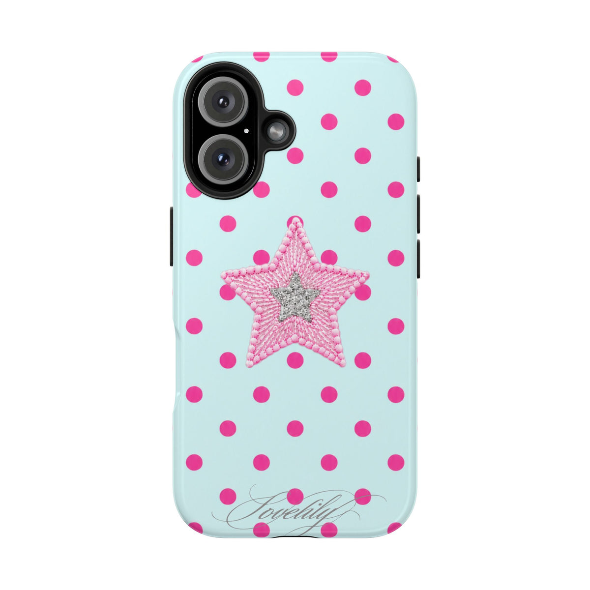 mint polka dot! stacked phone case