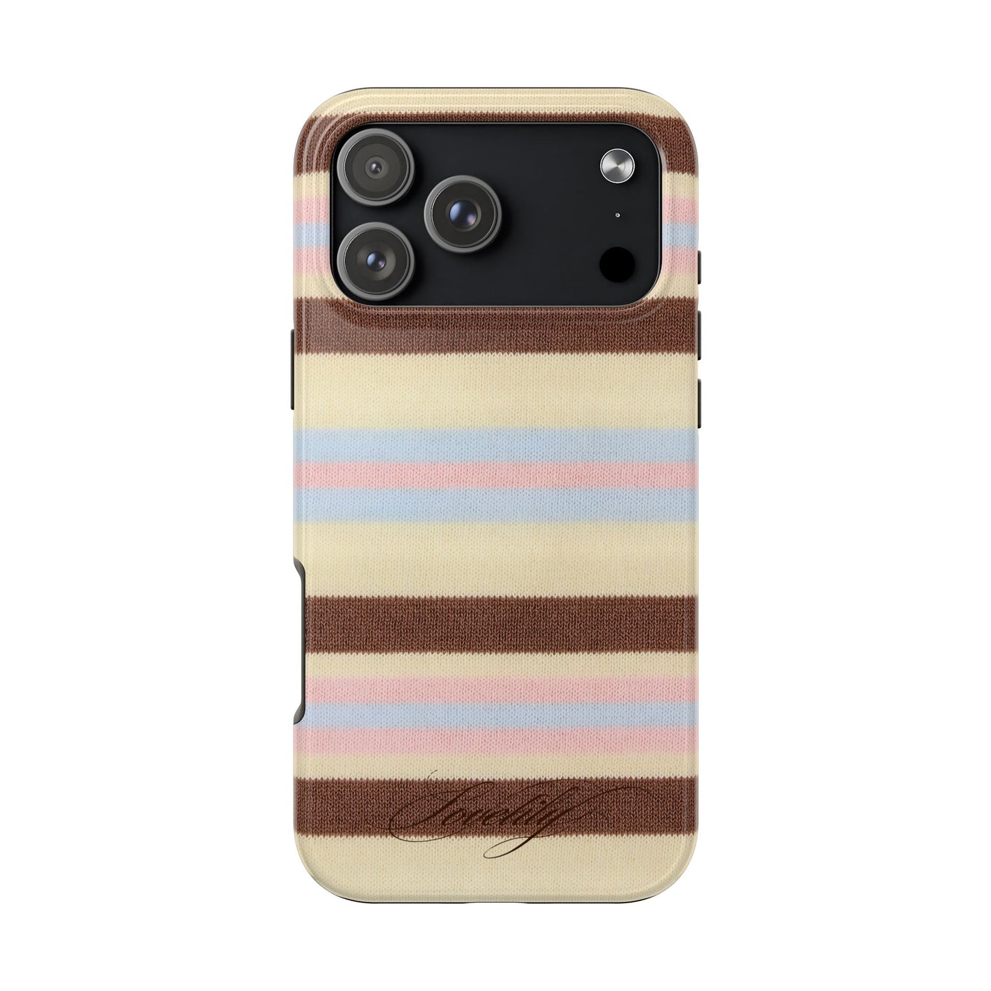 knitted pink n blue n brown! stacked phone case