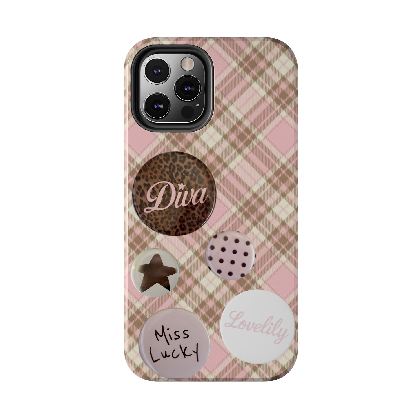 pink n brown pins stacked phone case