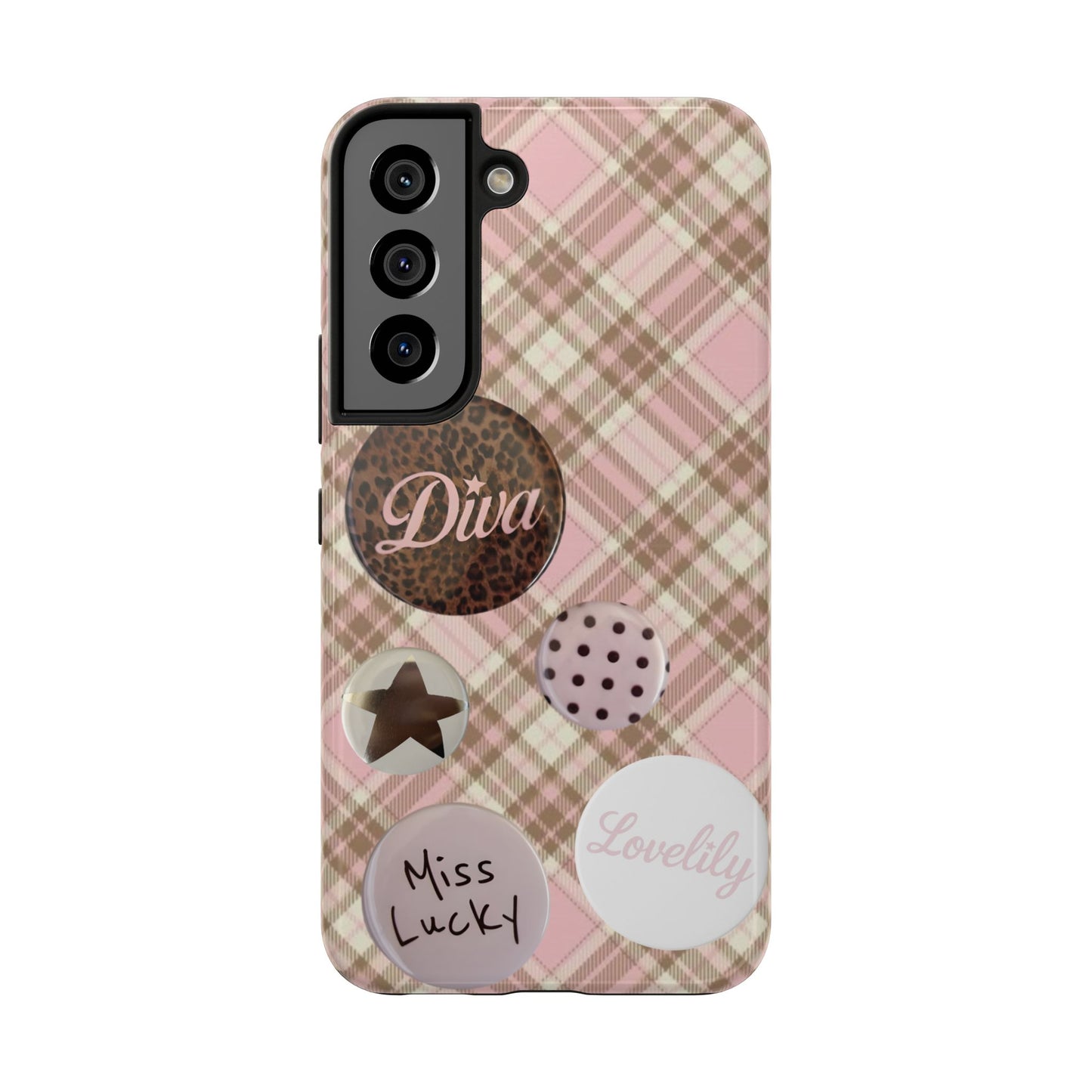pink n brown pins stacked phone case