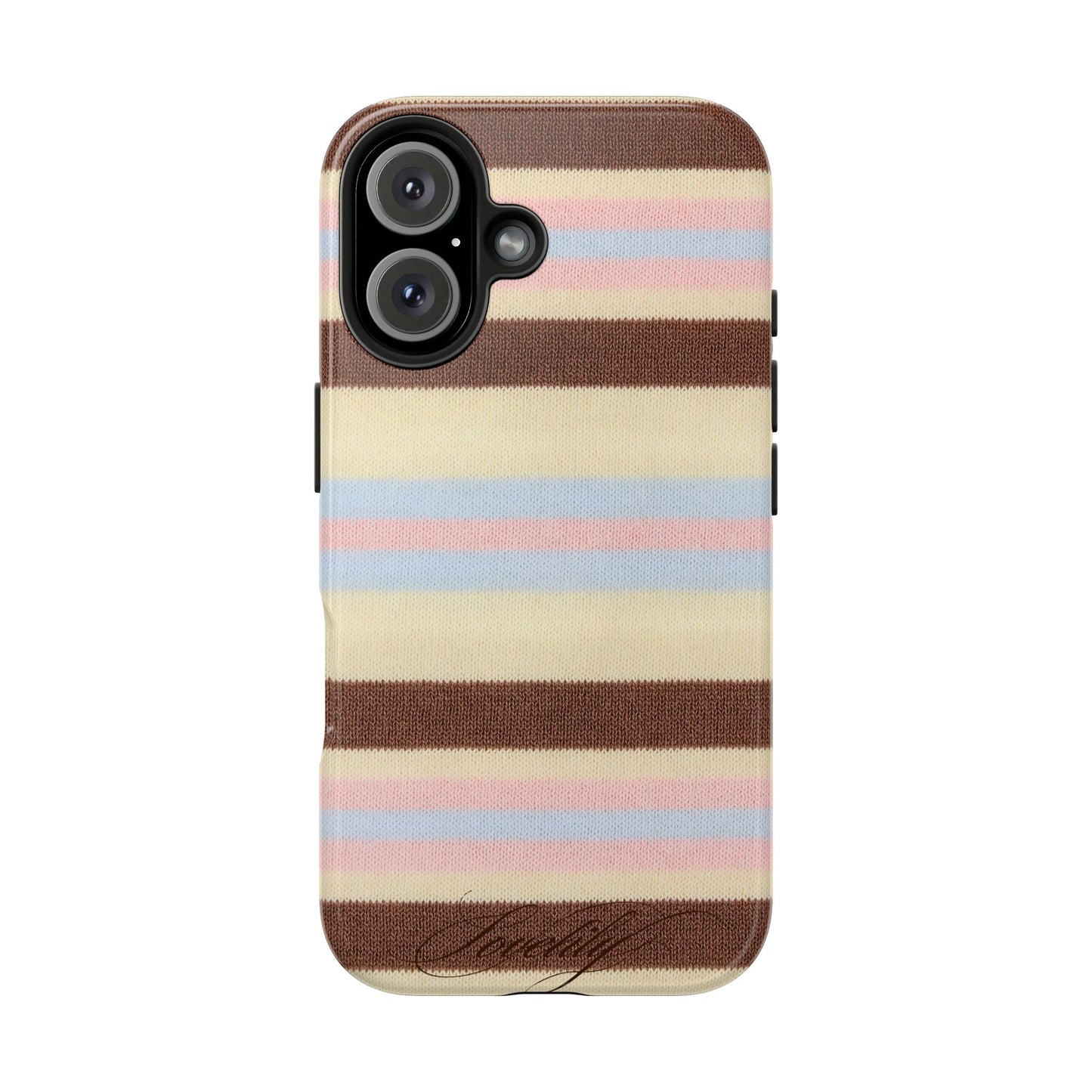knitted pink n blue n brown! stacked phone case