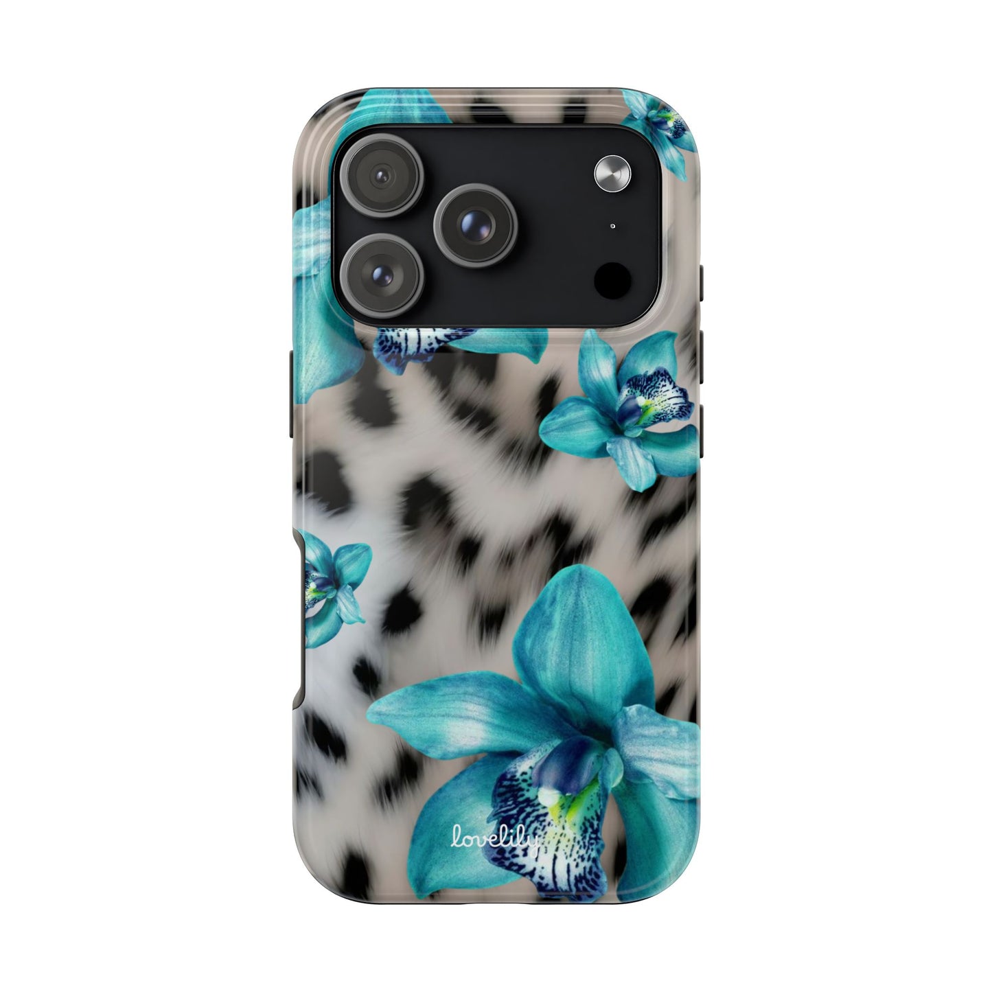 snow leopard orchid stacked phone case