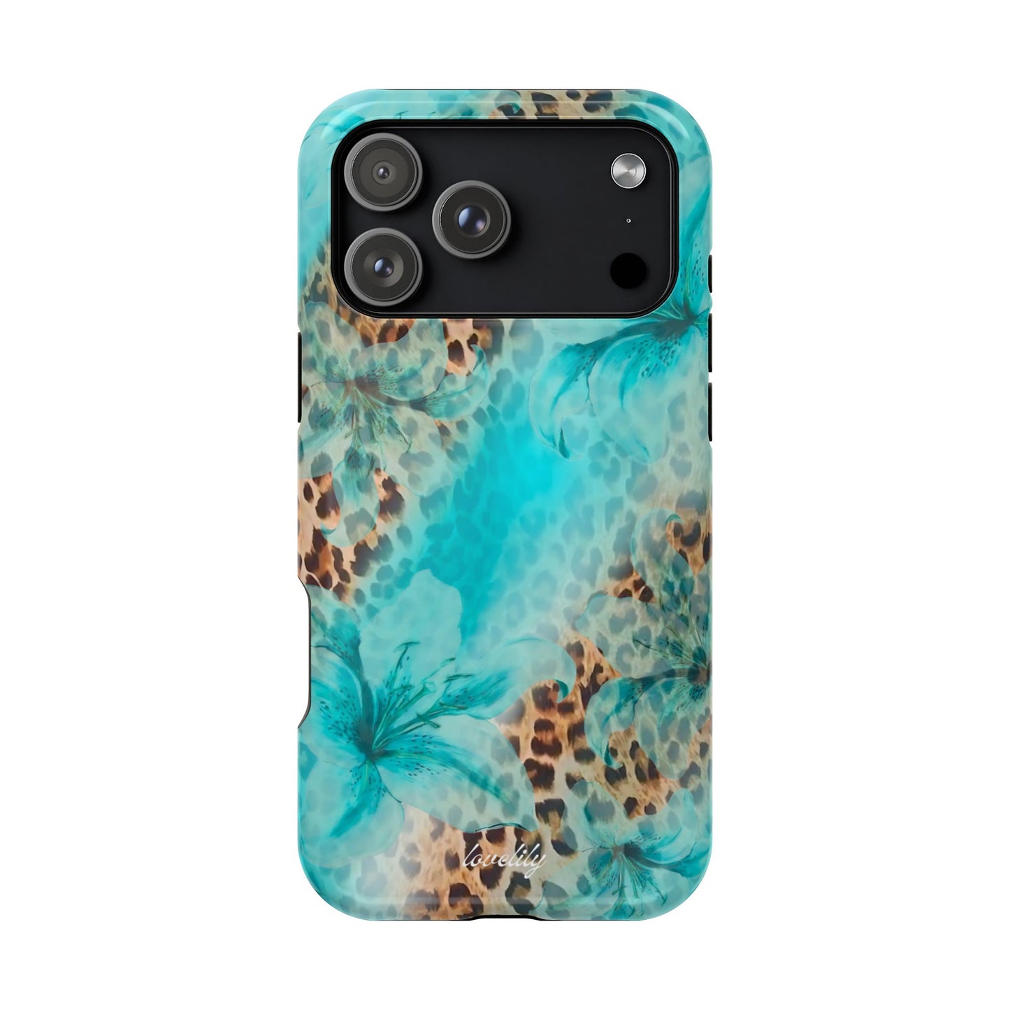 MAGSAFE blue leopard lily stacked phone case