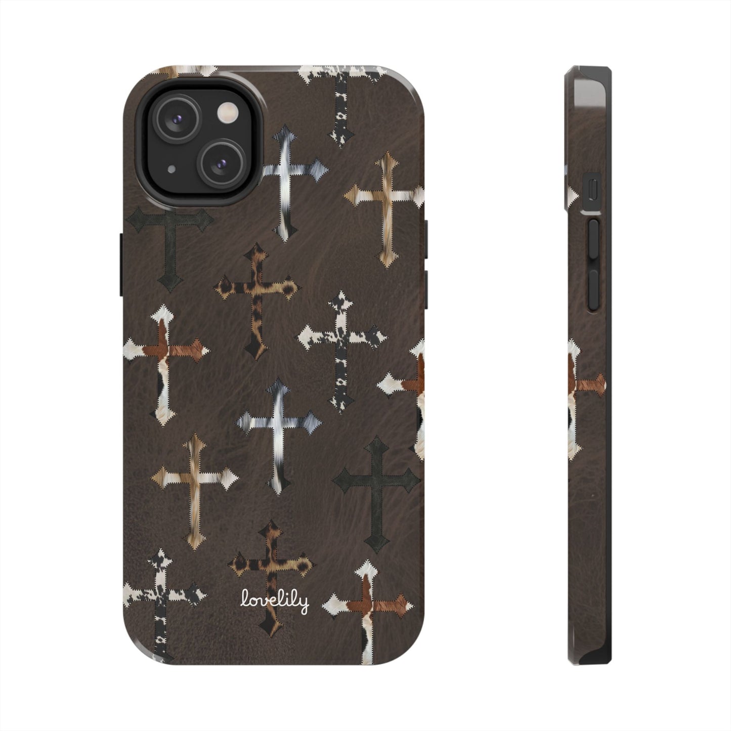 fur cross stacked phone case