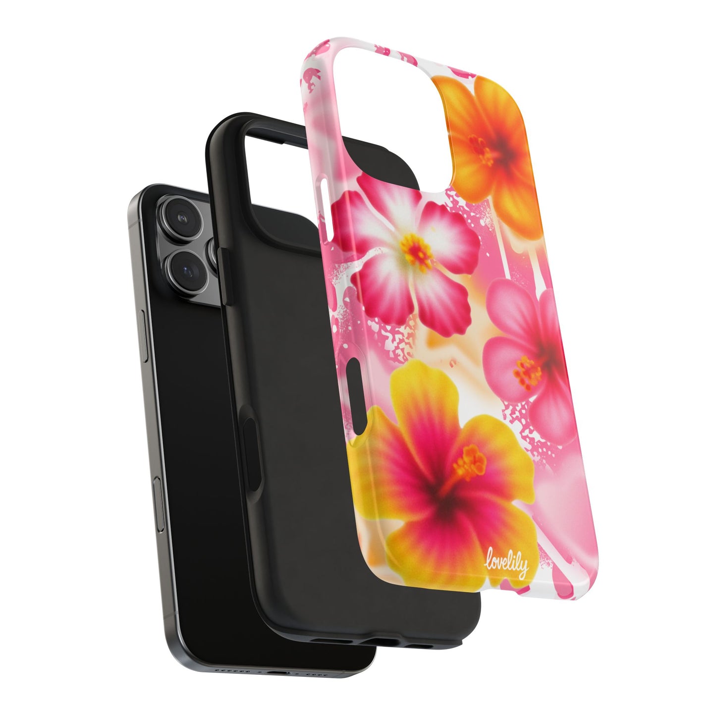 graffiti hibiscus stacked phone case