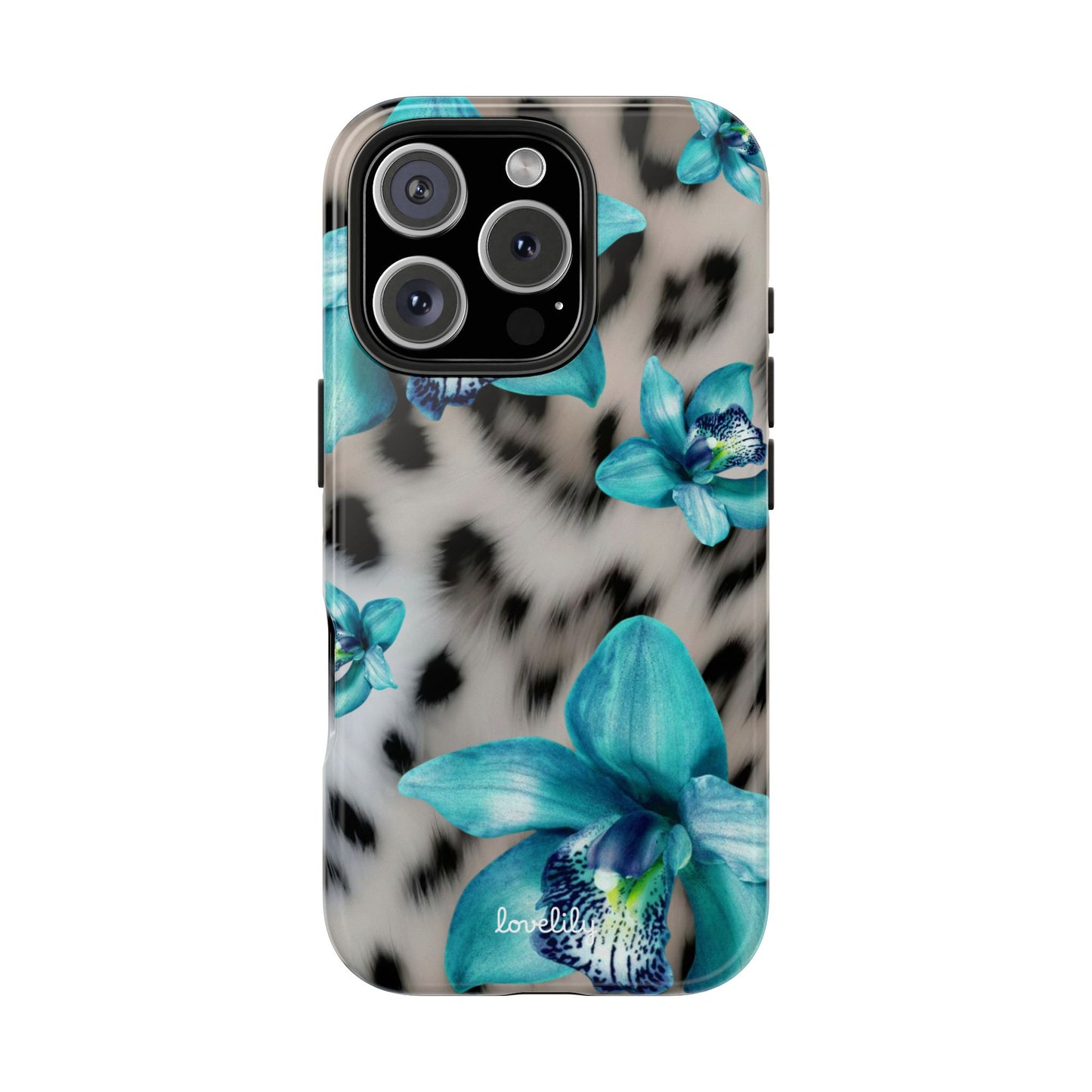 snow leopard orchid stacked phone case