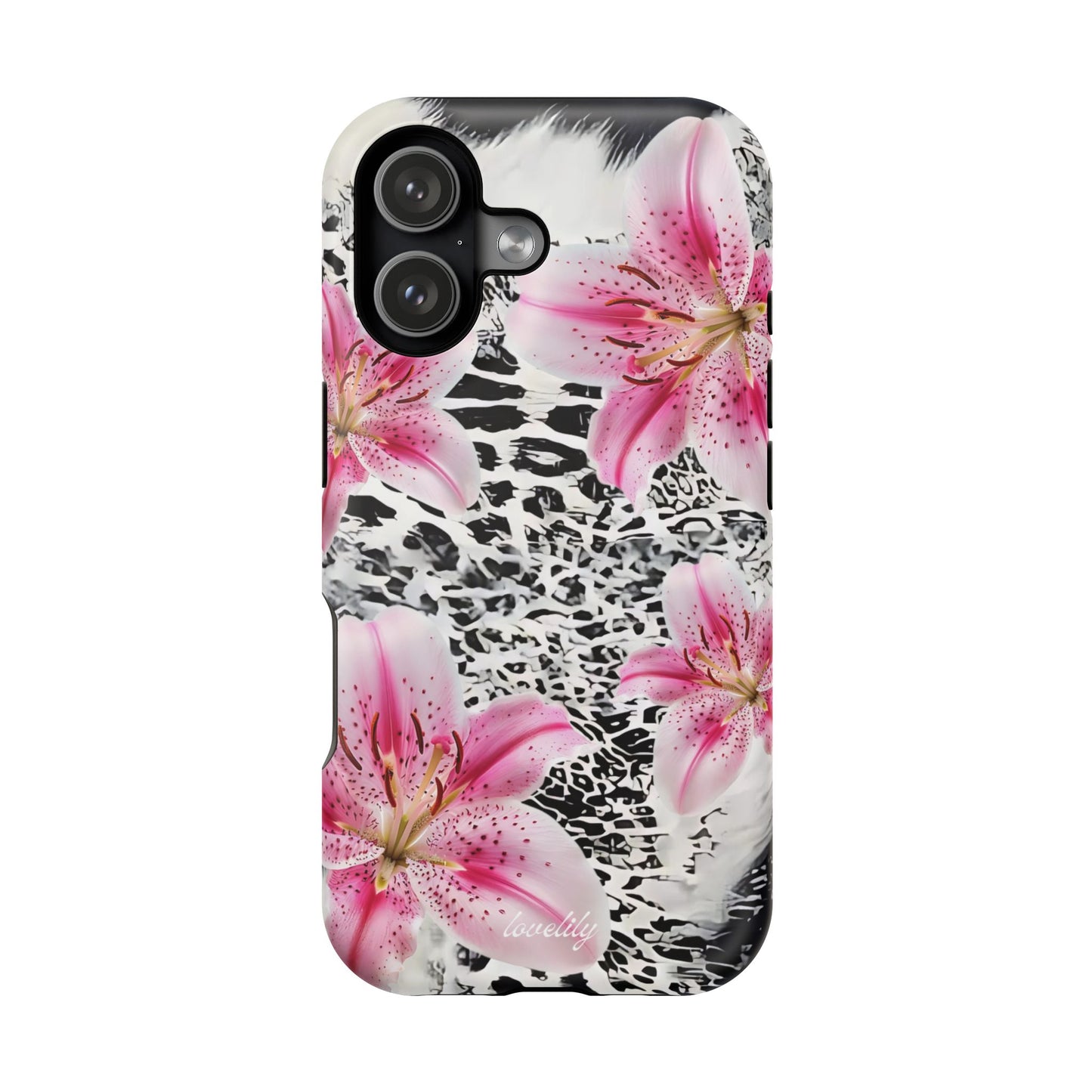 MAGSAFE black pink stacked phone case