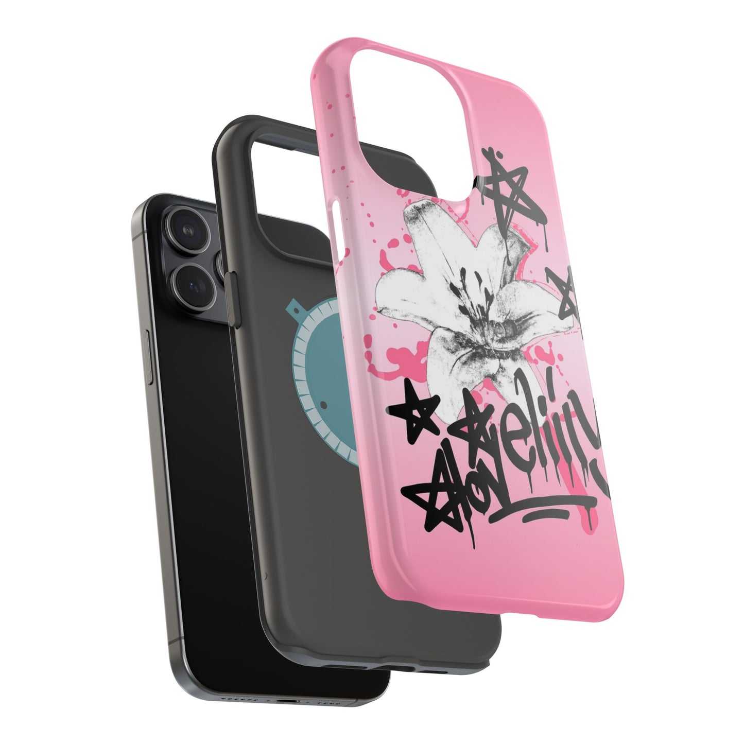 MAGSAFE black graffiti stacked phone case