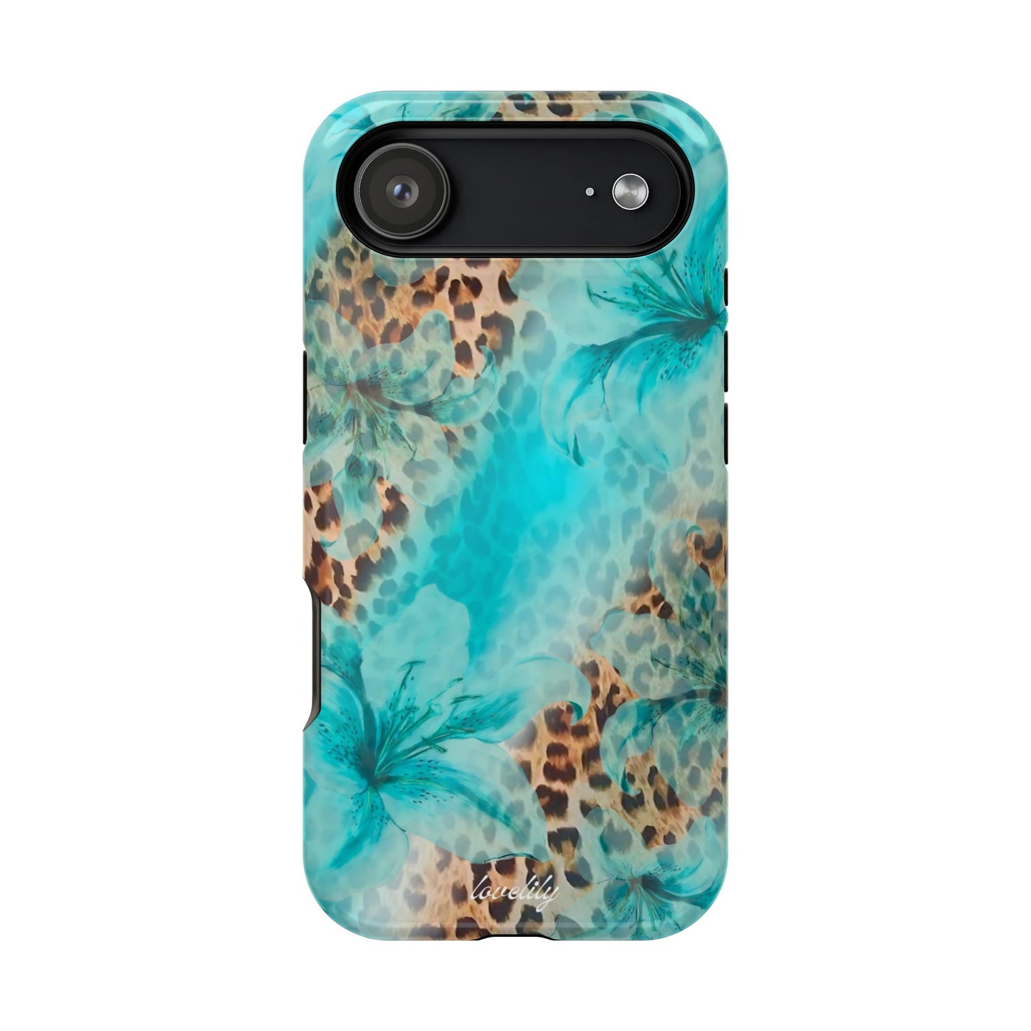 MAGSAFE blue leopard lily stacked phone case