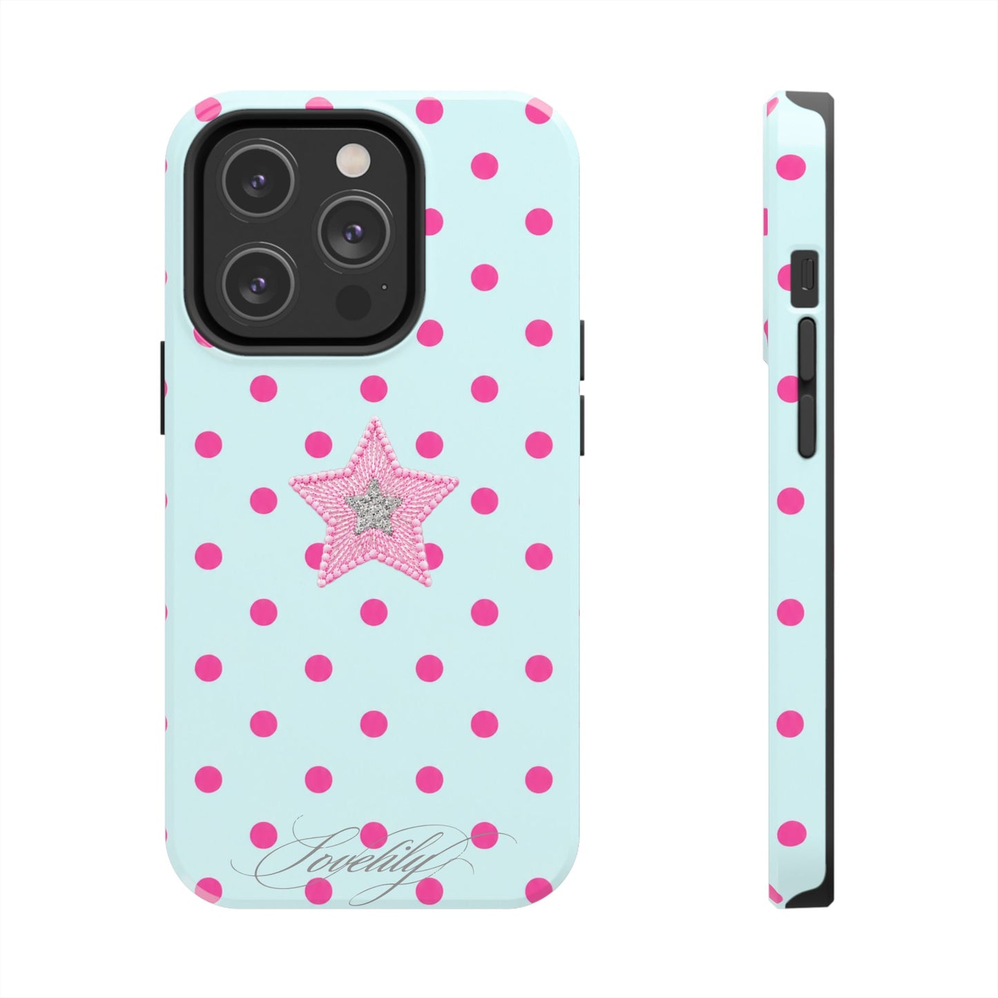 mint polka dot! stacked phone case