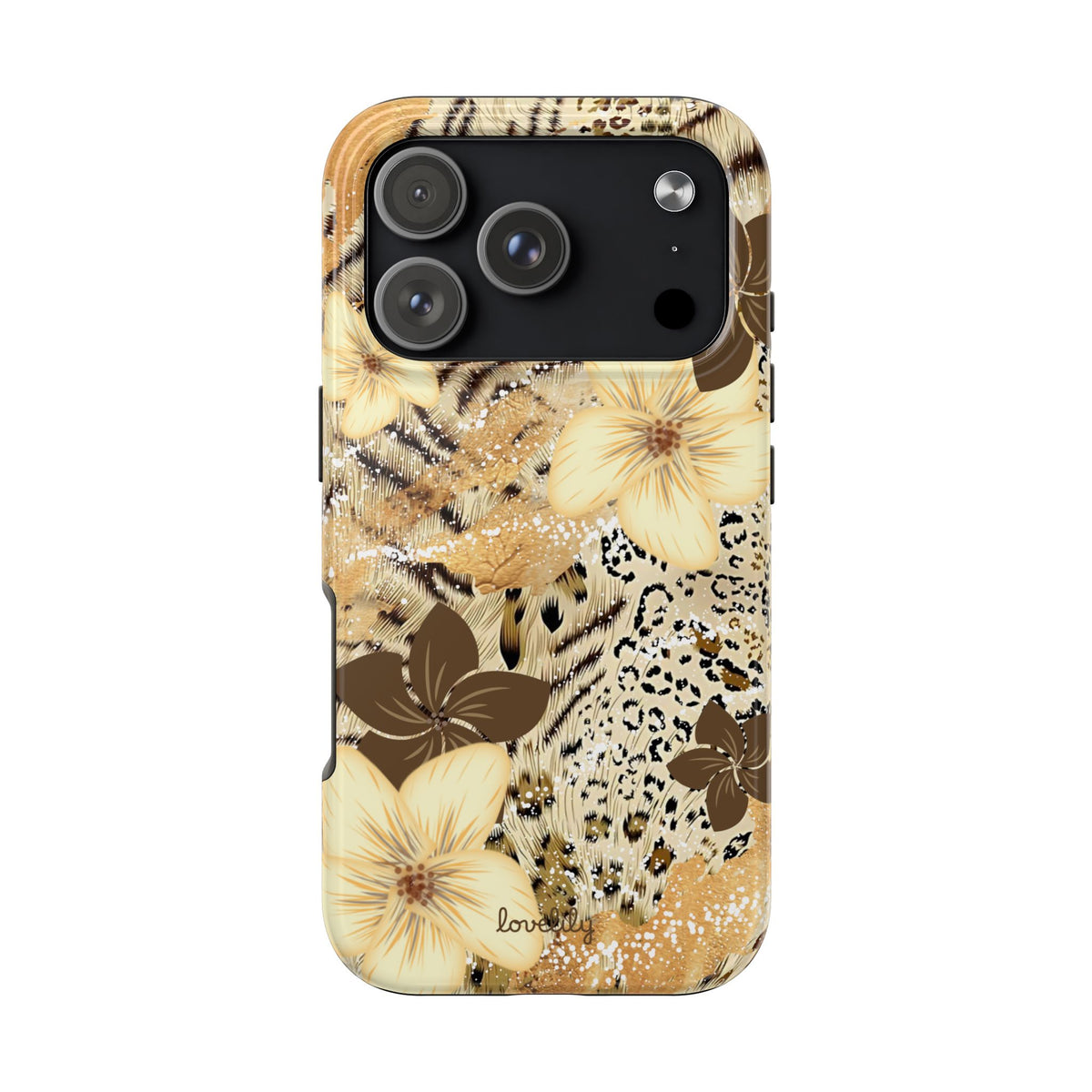 creme n' brown plumeria stacked phone case