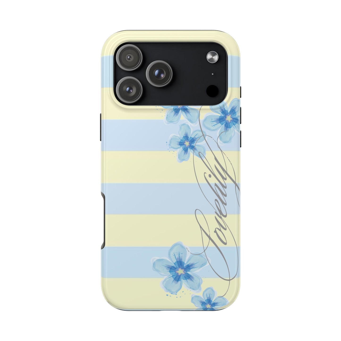 blue n yellow striped stacked phone case