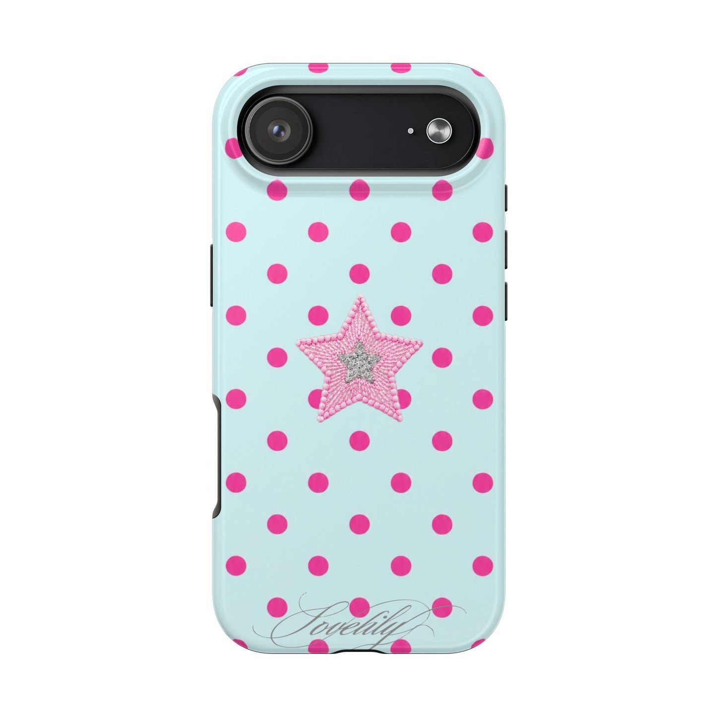 mint polka dot! stacked phone case