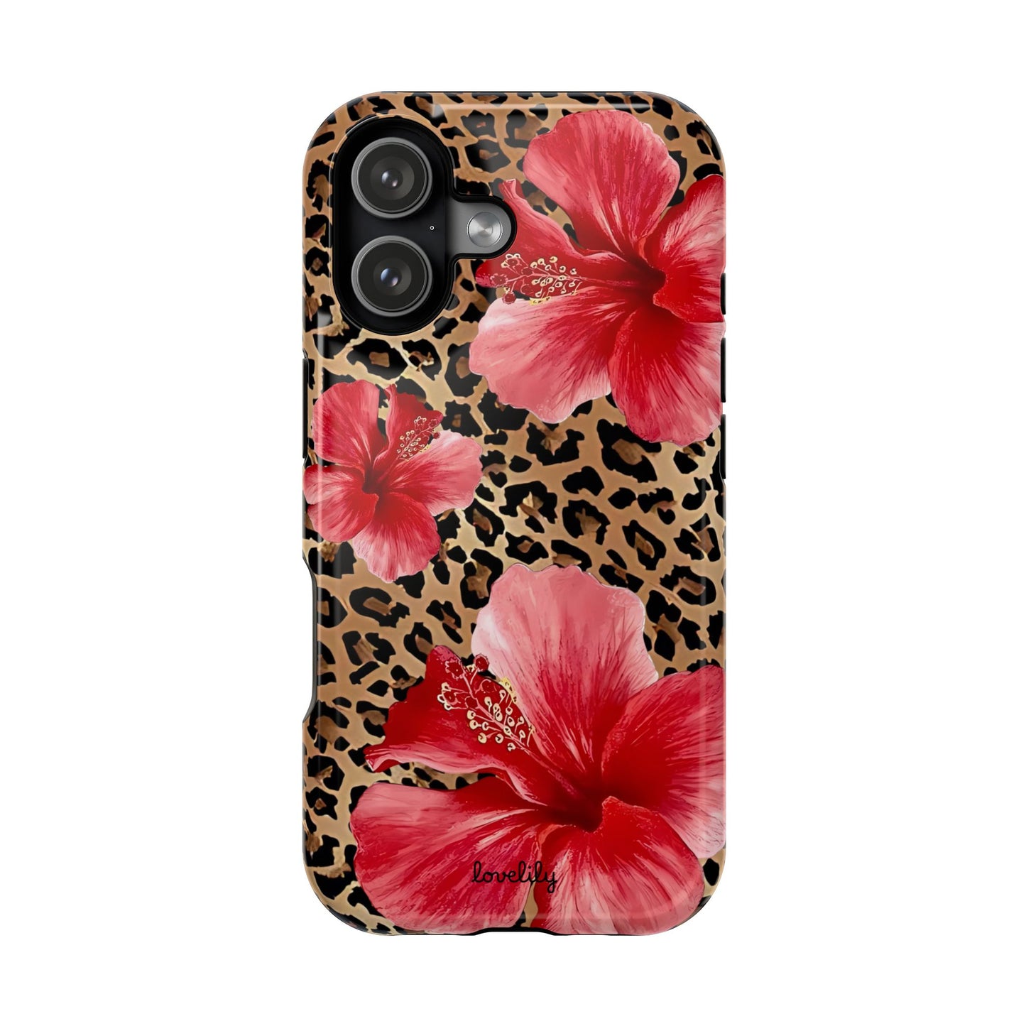 MAGSAFE leopard hibiscus stacked phone case