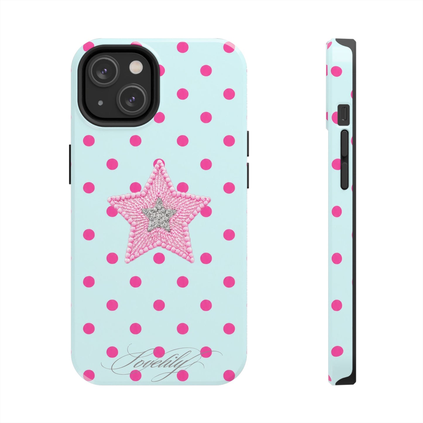 mint polka dot! stacked phone case