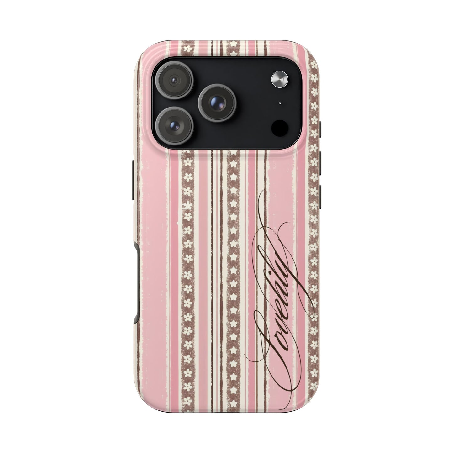 pink n brown striped <3 stacked phone case