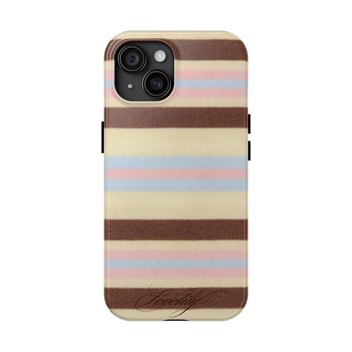 knitted pink n blue n brown! stacked phone case
